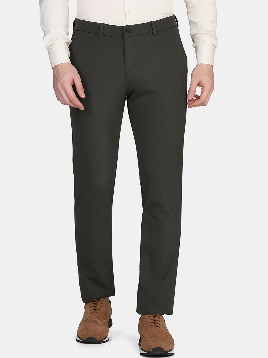 

Blackberrys TechPro Men Olive Solid Formal Trouser