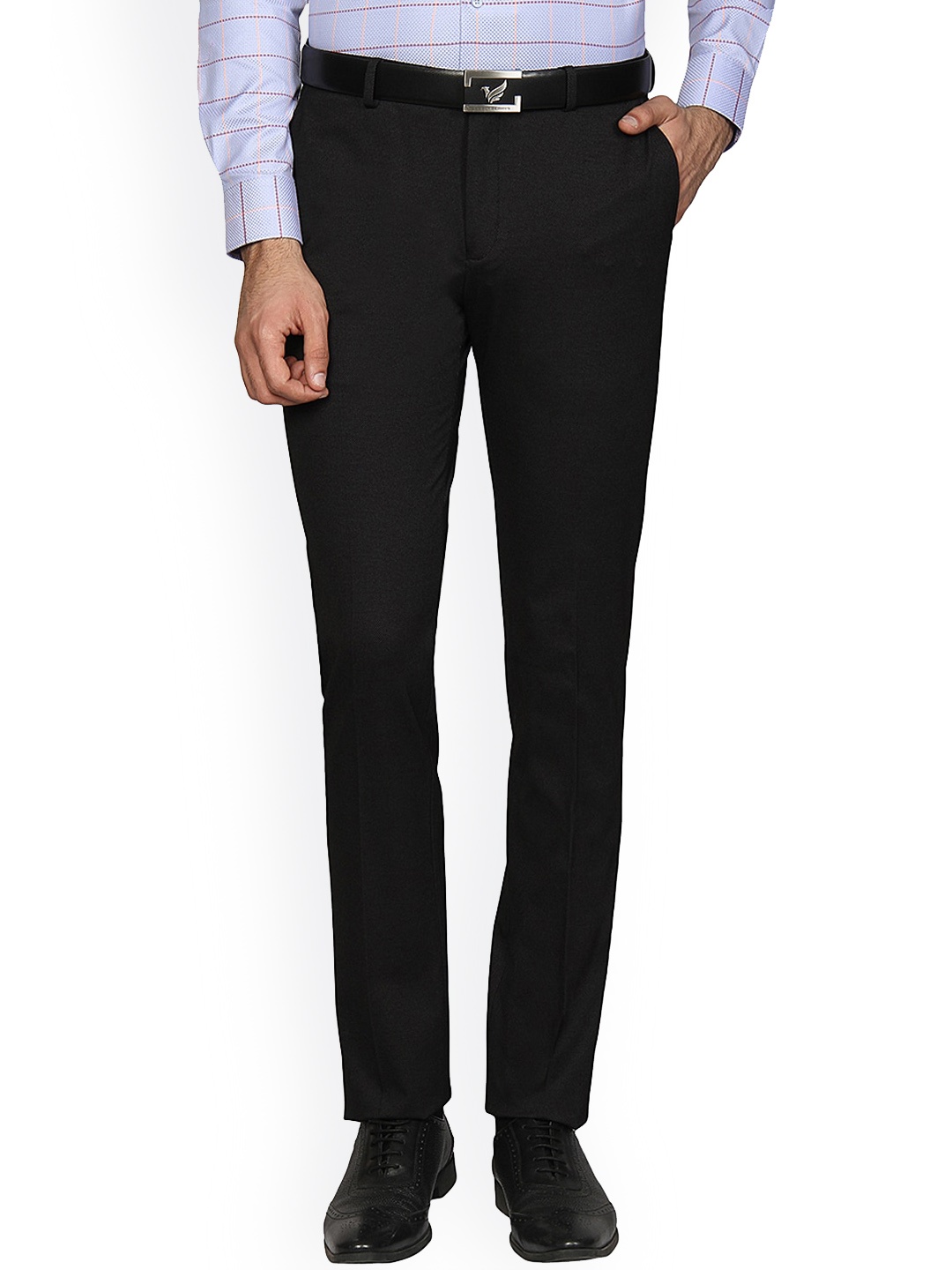 

Blackberrys Men Black Slim Fit Solid Trousers