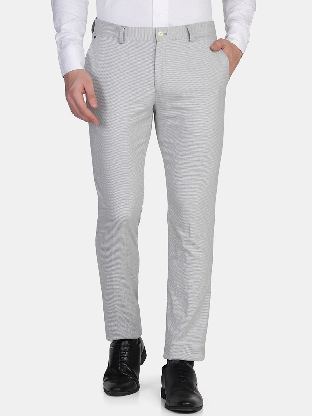 

Blackberrys Men Grey Formal Trousers