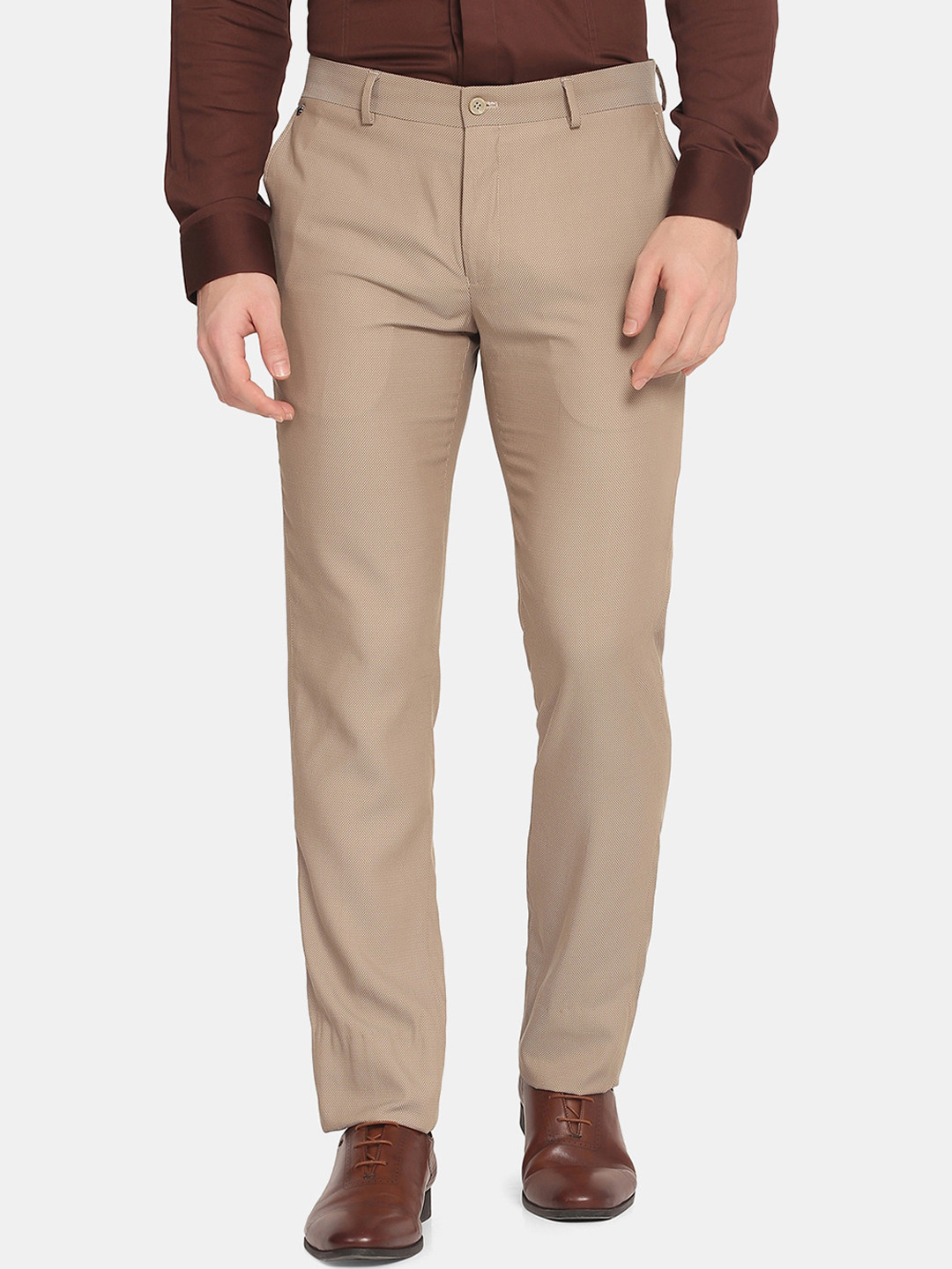 

Blackberrys Men Beige Slim Fit Formal Trousers