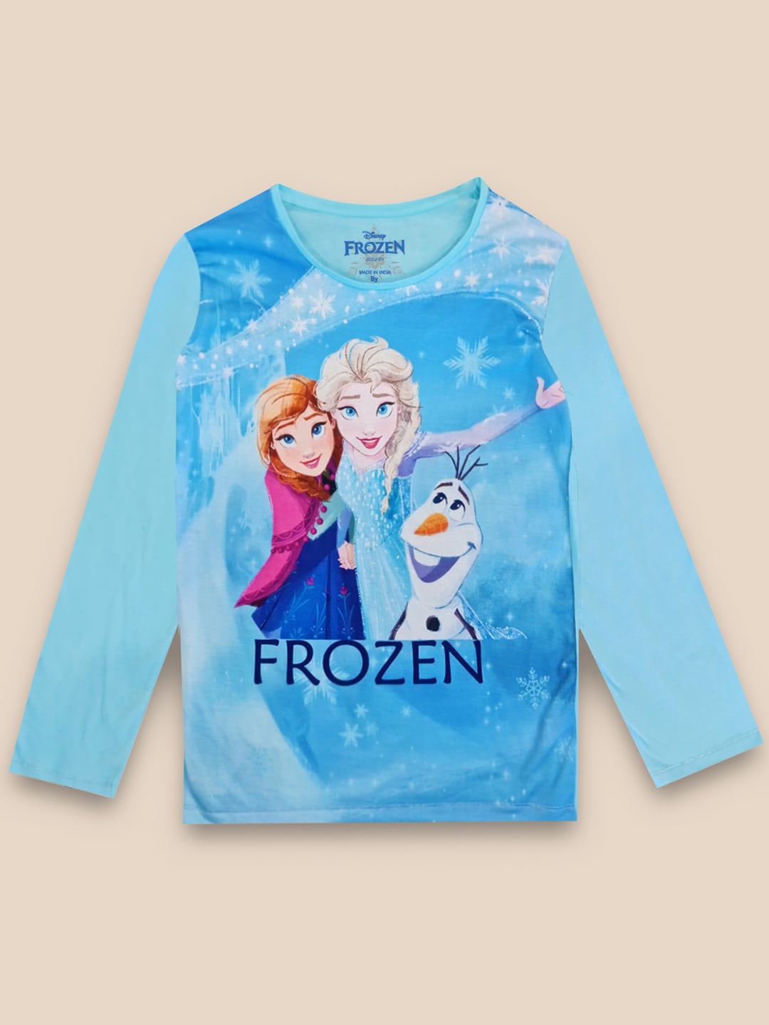 

Kids Ville Girls Blue Cotton Printed Frozen T-shirt