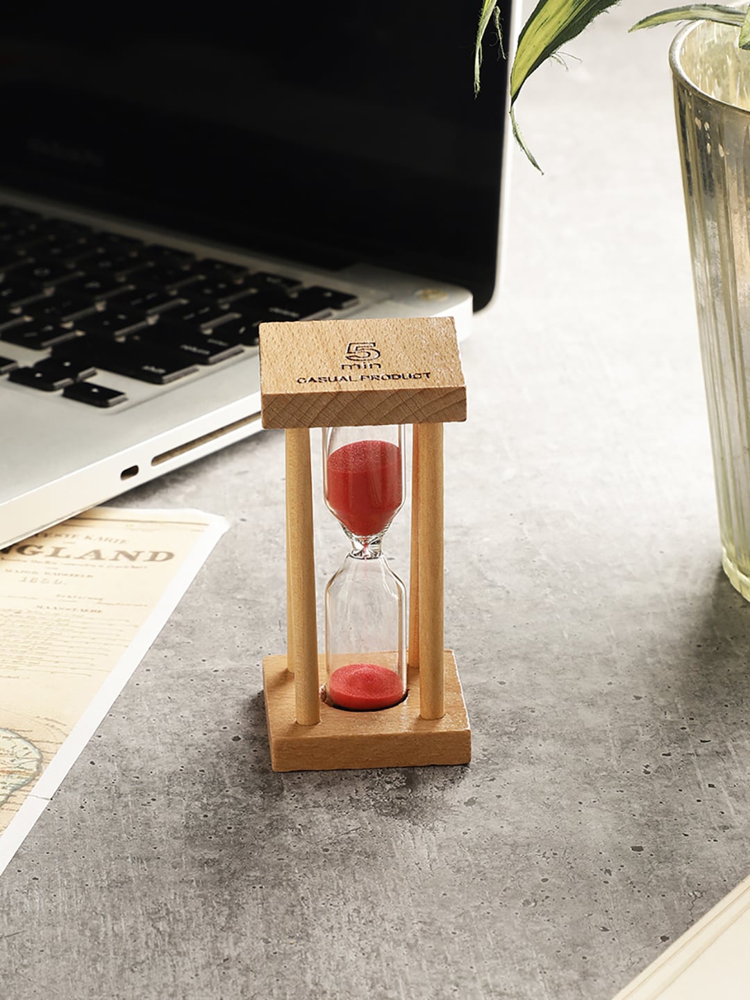 

EXIM DECOR Pink Wooden Square Four Pillar 5 Minutes Sand Timer