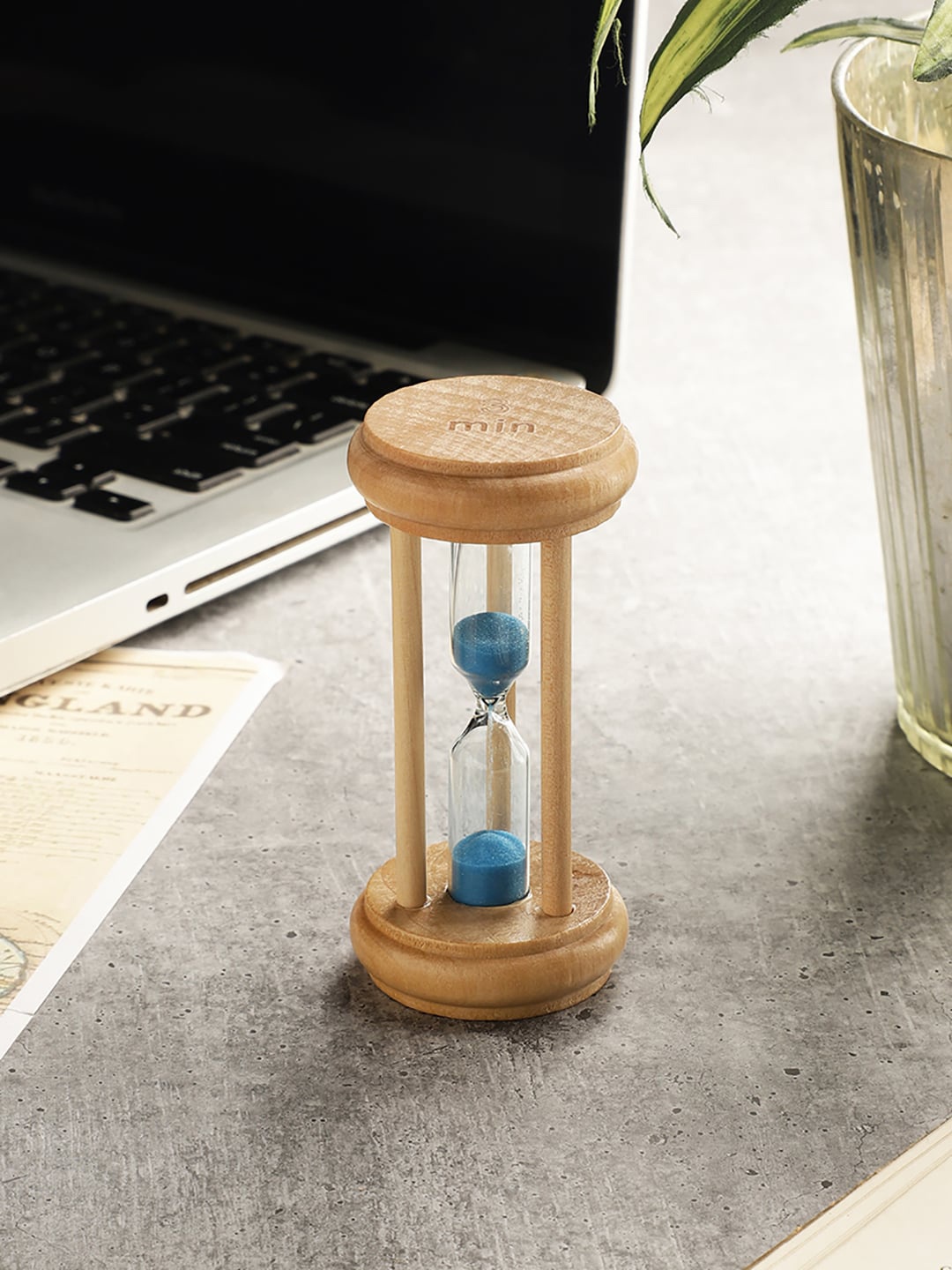 

EXIM DECOR Unisex Blue Wood Sand Timer Showpiece
