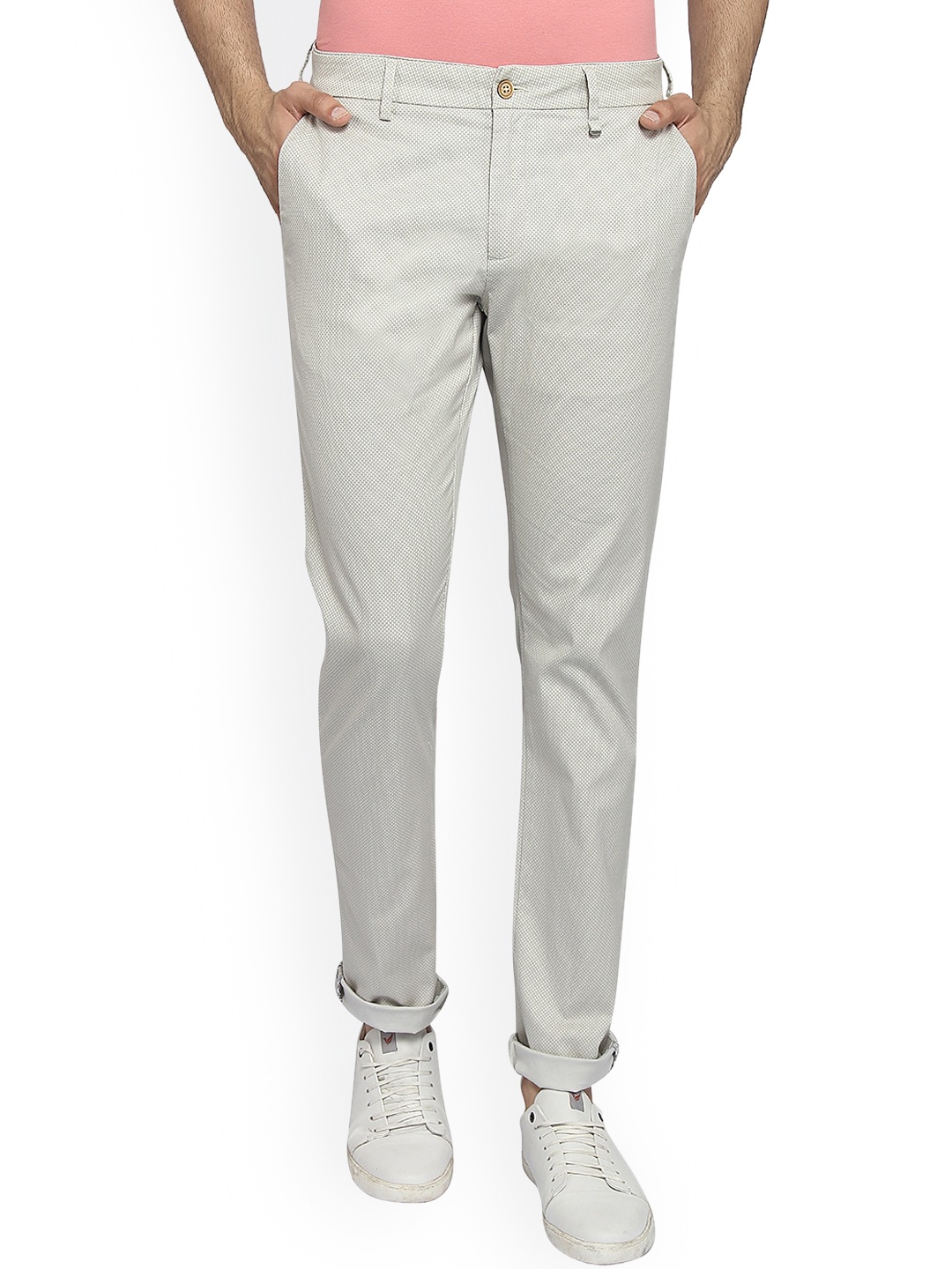 

Blackberrys Men Off White Slim Fit Trousers
