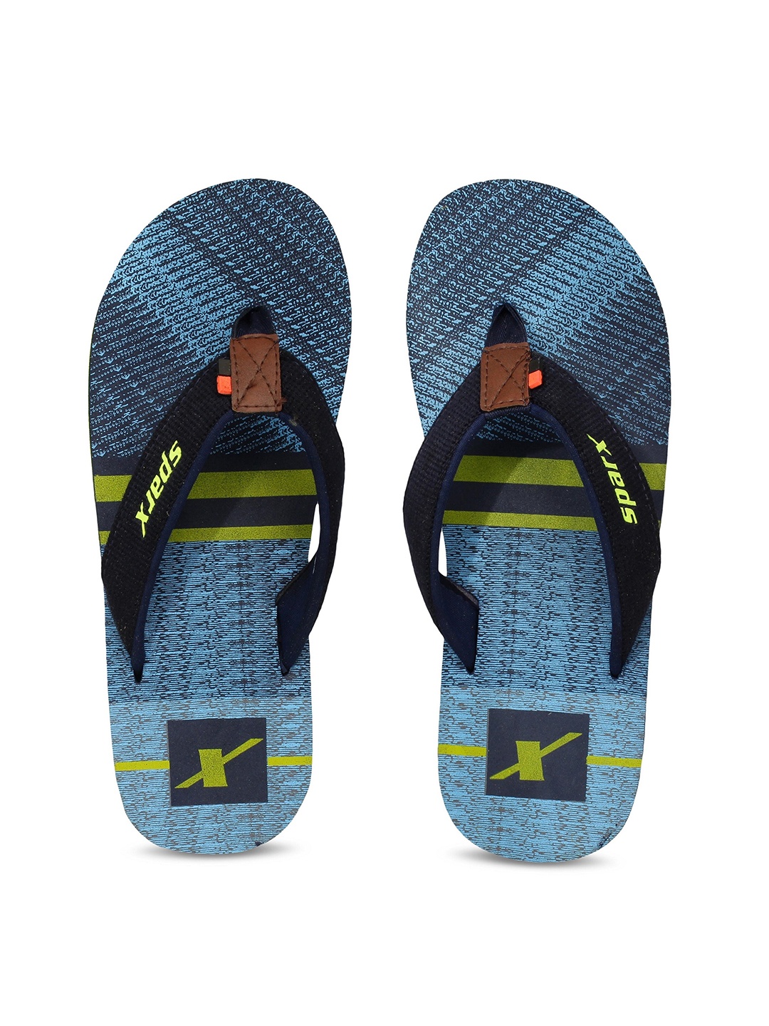 

Sparx Men Navy Blue & Yellow Printed Thong Flip-Flops