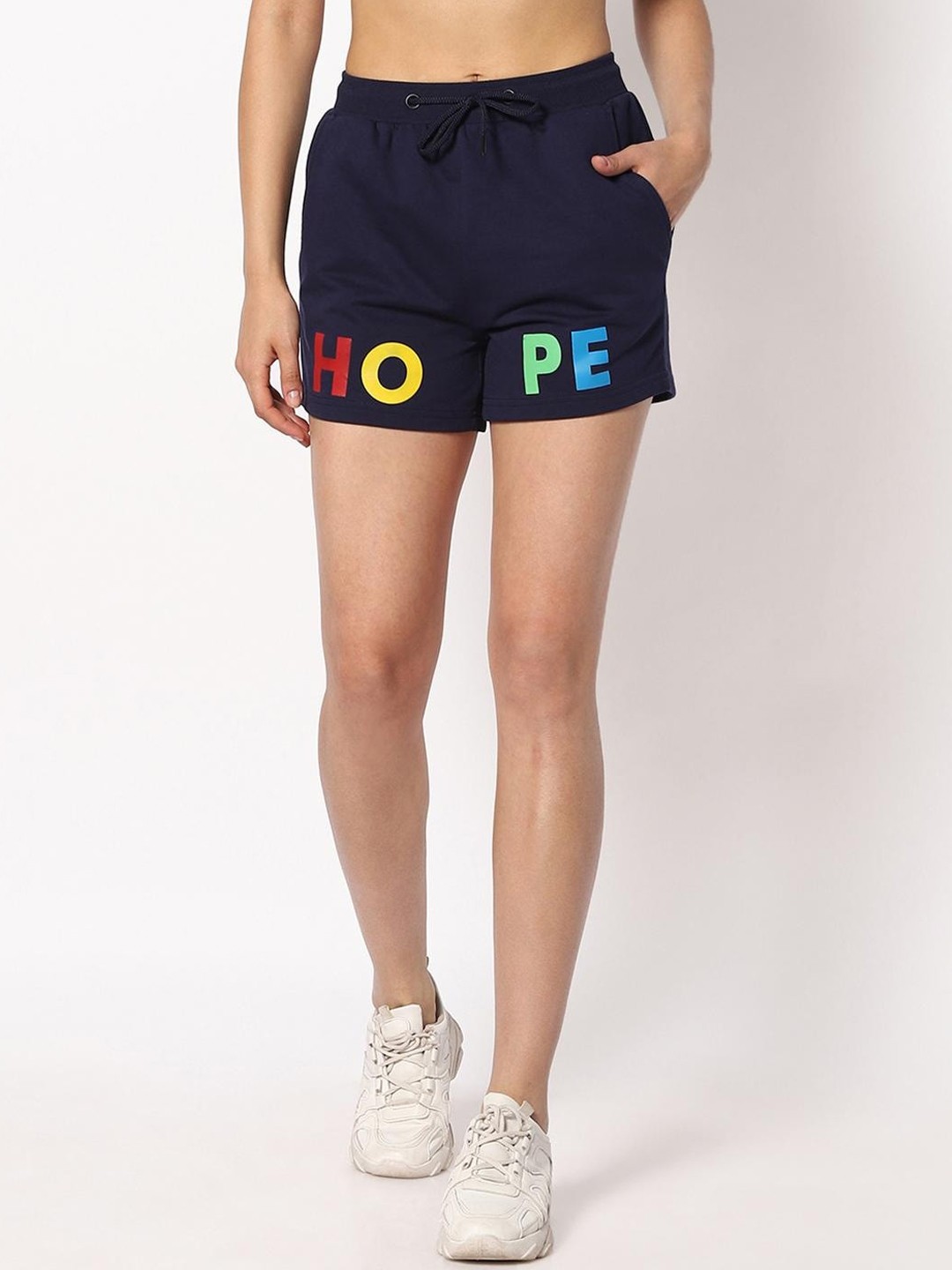 

Bewakoof Women Typography Printed Shorts, Black
