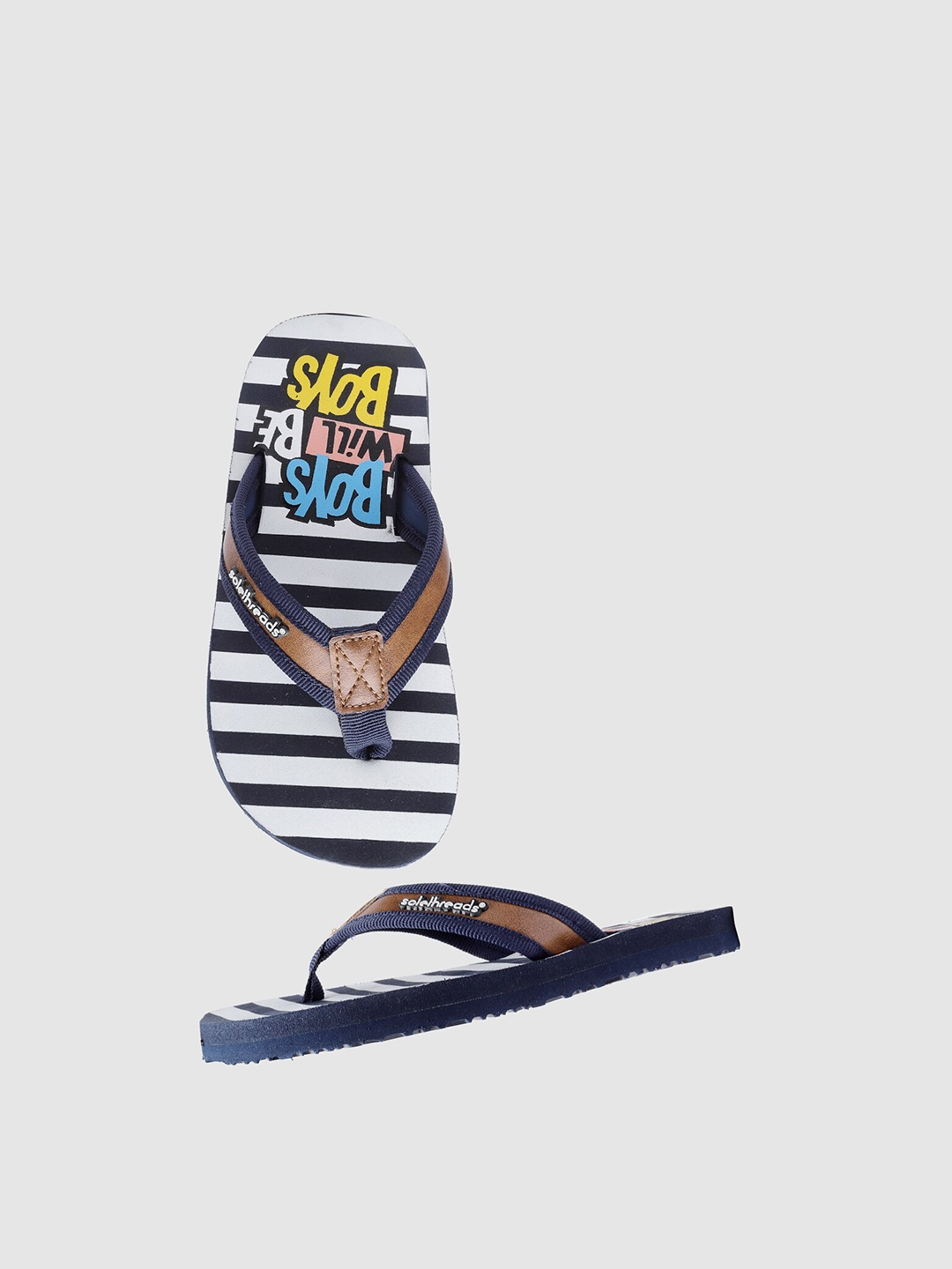 

Solethreads Boys Navy Blue & White Printed Thong Flip-Flops
