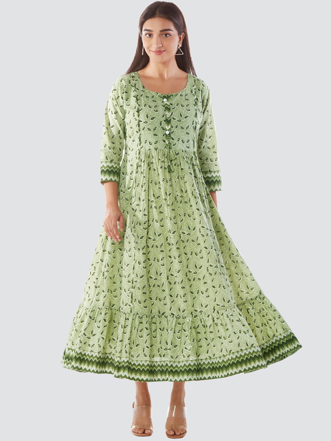 

taruni Green Floral Maxi Dress