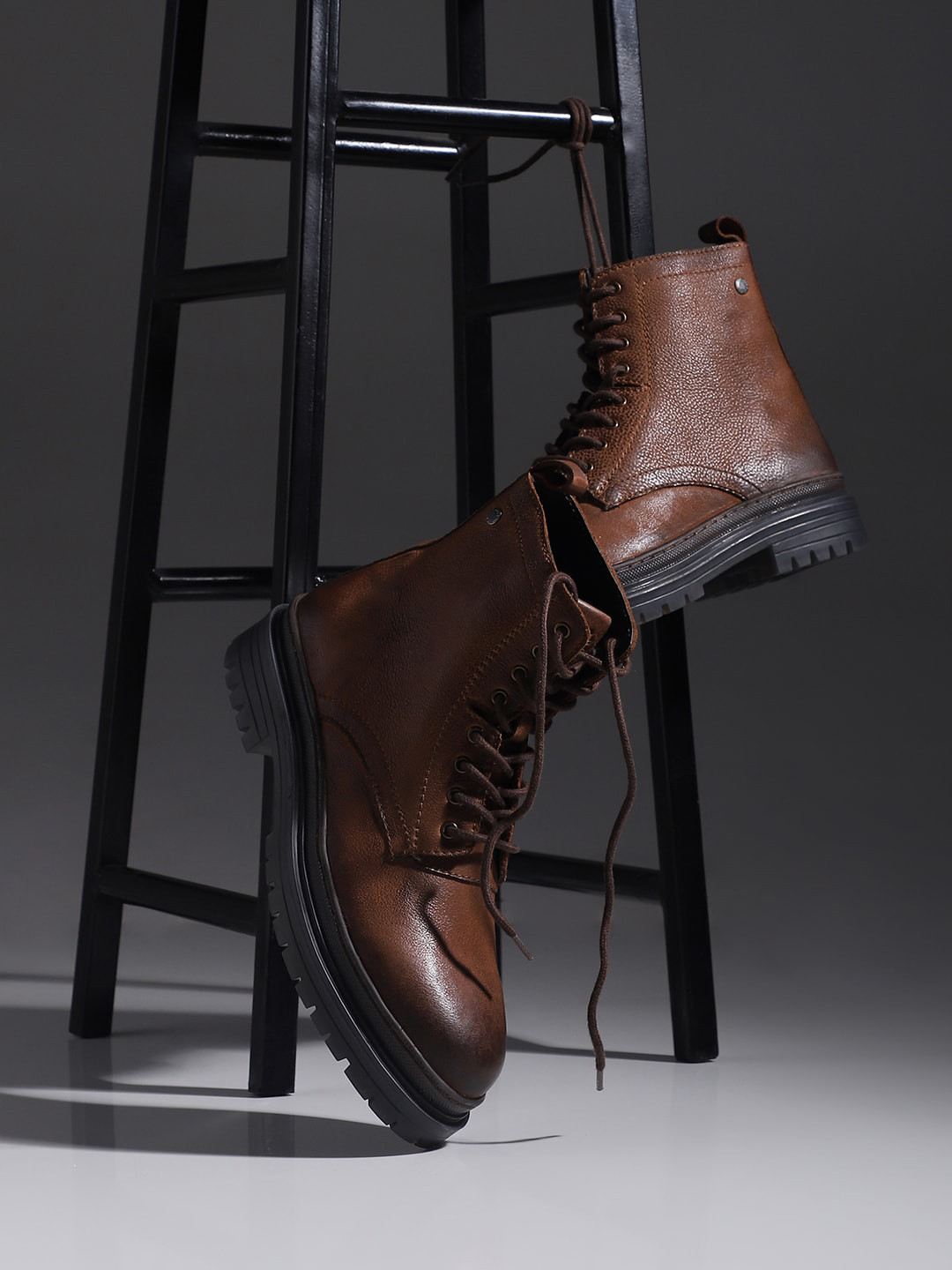 

Jack & Jones Men Brown Solid Leather Boots