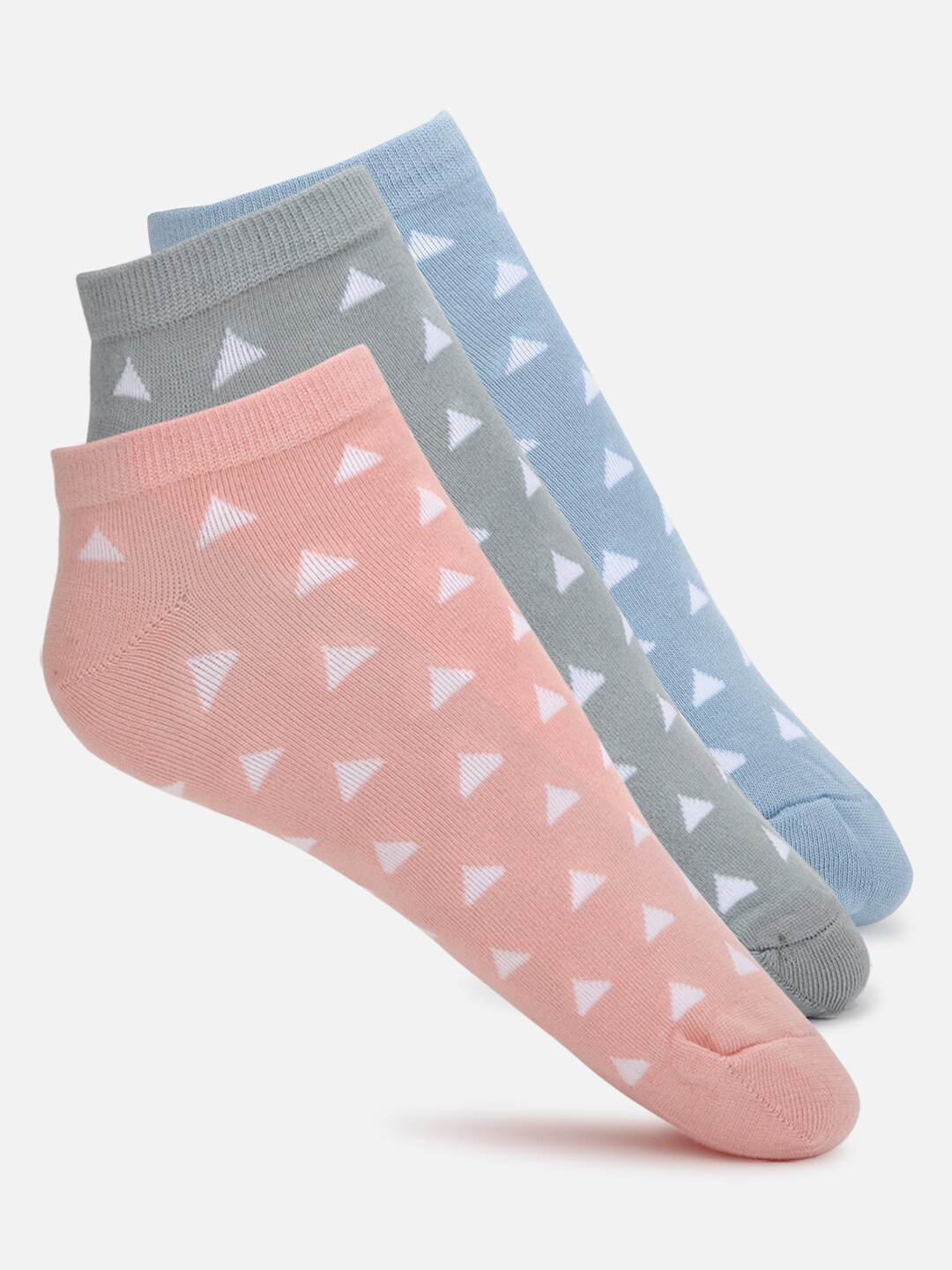 

FOREVER 21 Women Pack Of 3 Printed Cotton Socks, Peach