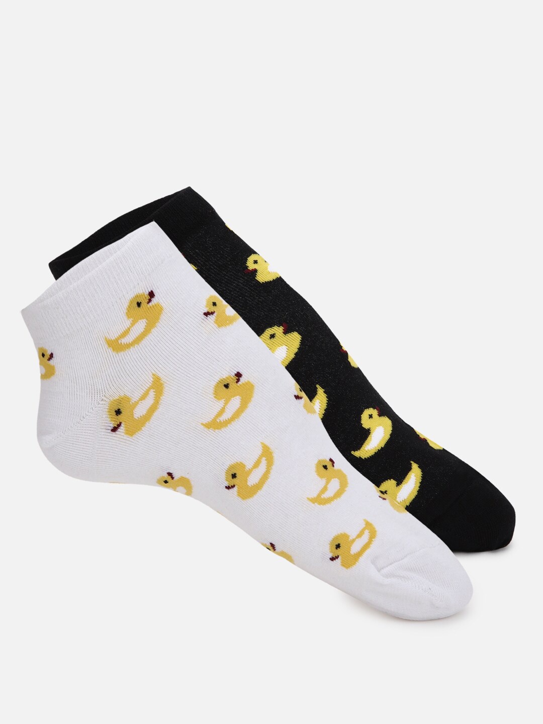 

FOREVER 21 Women Pack Of 2 Printed Ankle Length Socks, White