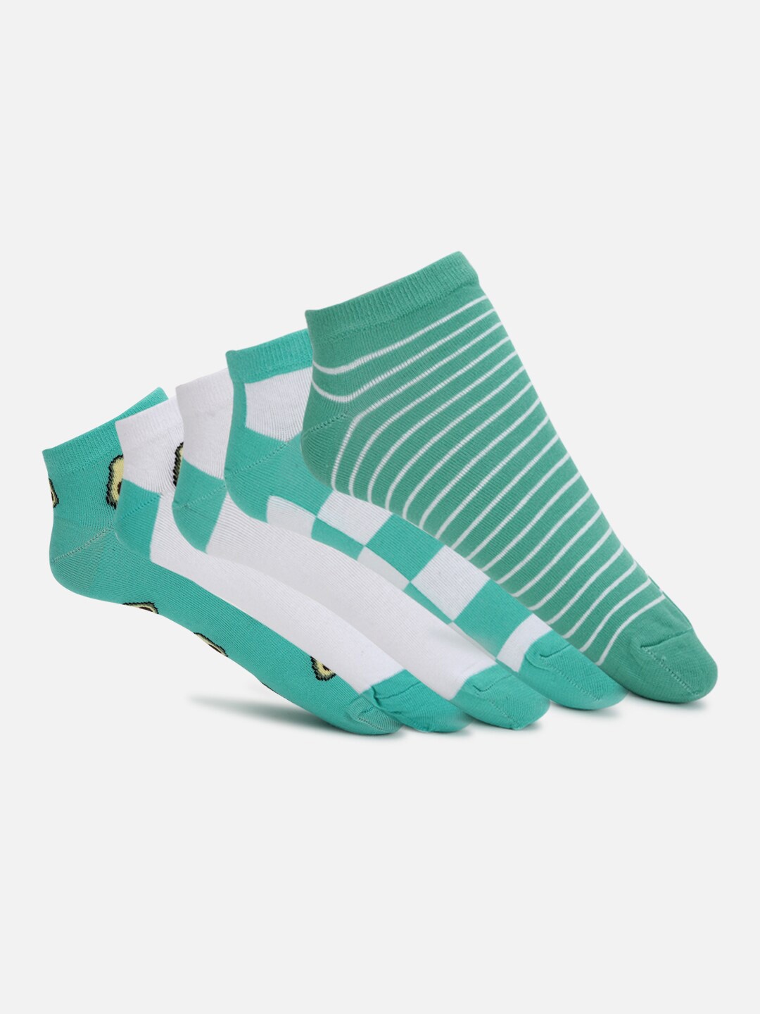 

Forever 21 Women Green & White Pack of 5 Printed Ankle Length Socks
