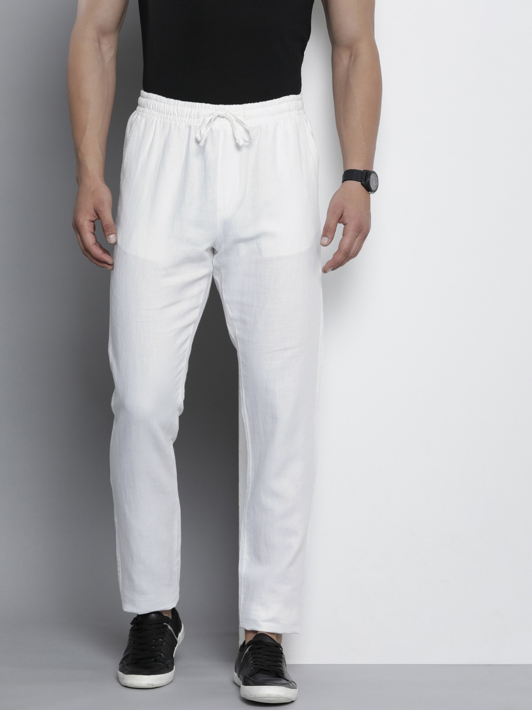 

Nautica Men Linen Slim Fit Drawstring Trousers, White