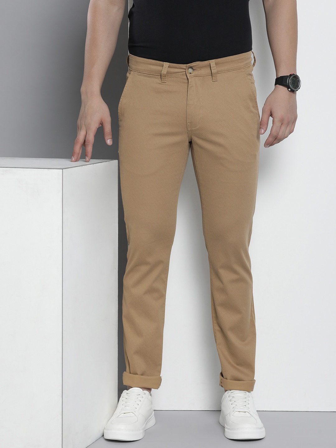 

Nautica Men Mid-Rise Striped Slim Fit Chinos, Khaki