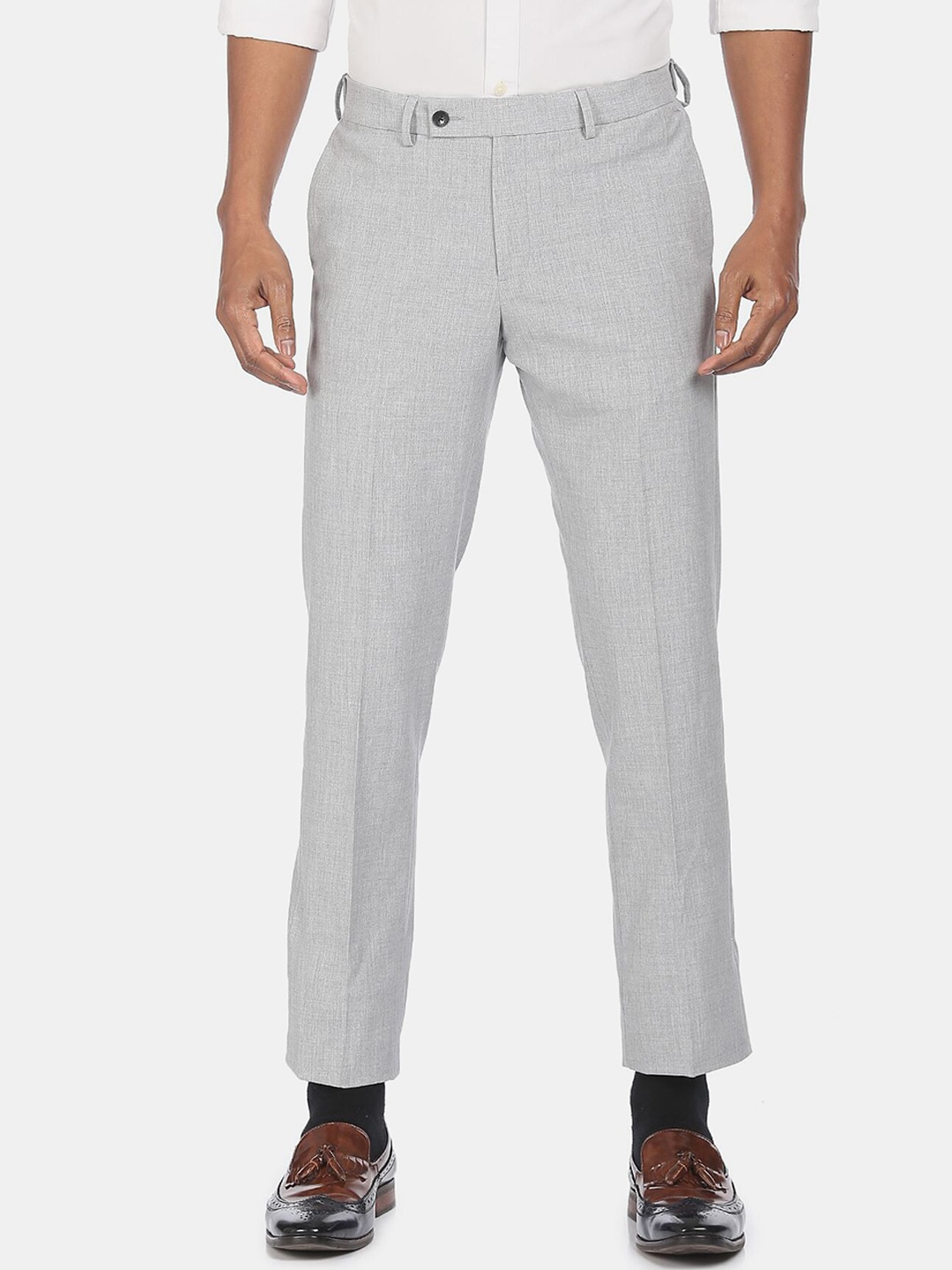 

Arrow Men Grey Men Grey Mid Rise Solid Formal Trousers