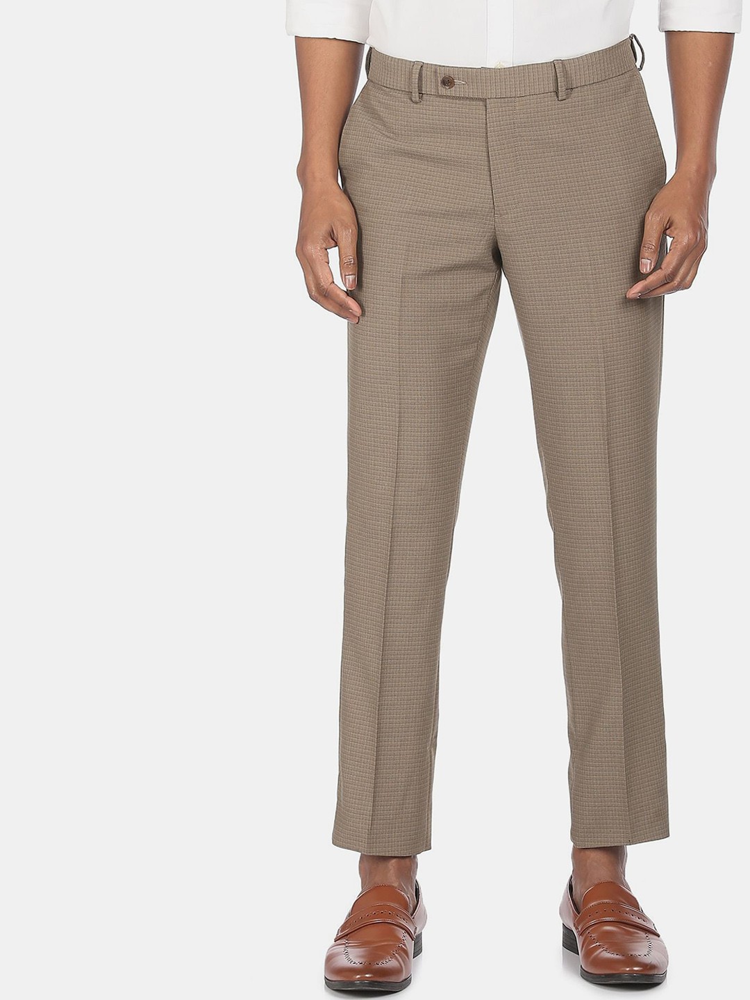 

Arrow Men Brown Checked Formal Trouser