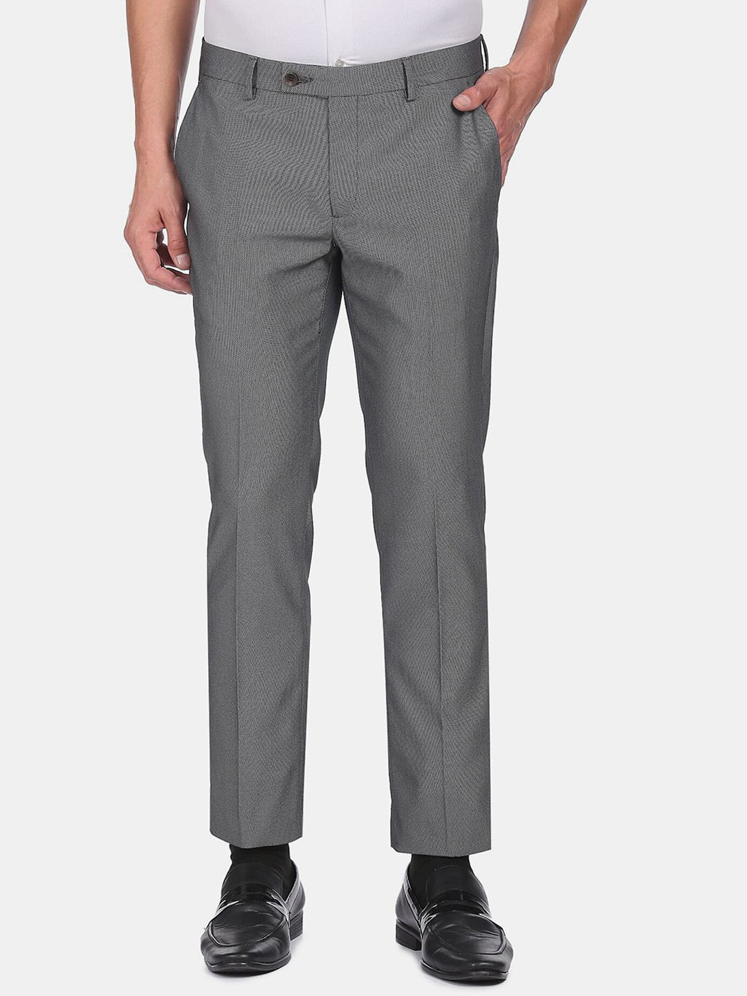 

Arrow Men Grey Textured Formal Trouser