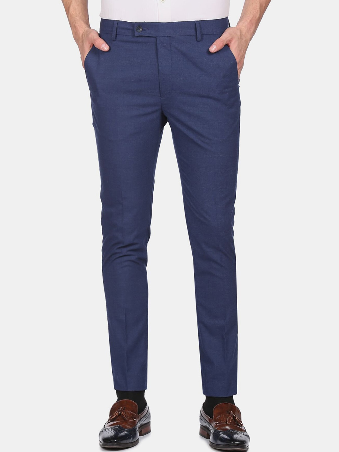 

Arrow Men Blue Slim Fit Solid Trousers