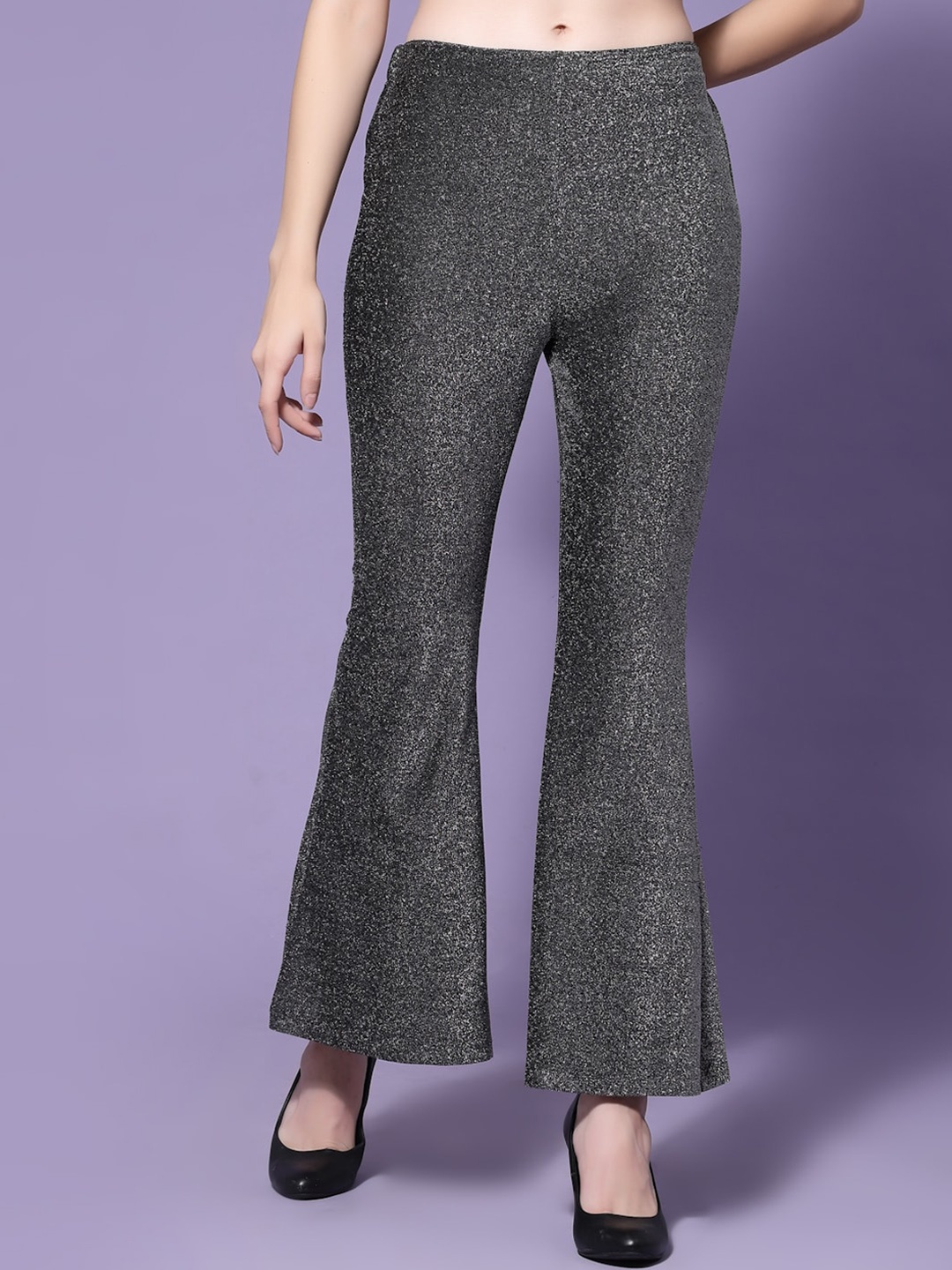 

KASSUALLY Women Silver-Toned High-Rise Trousers