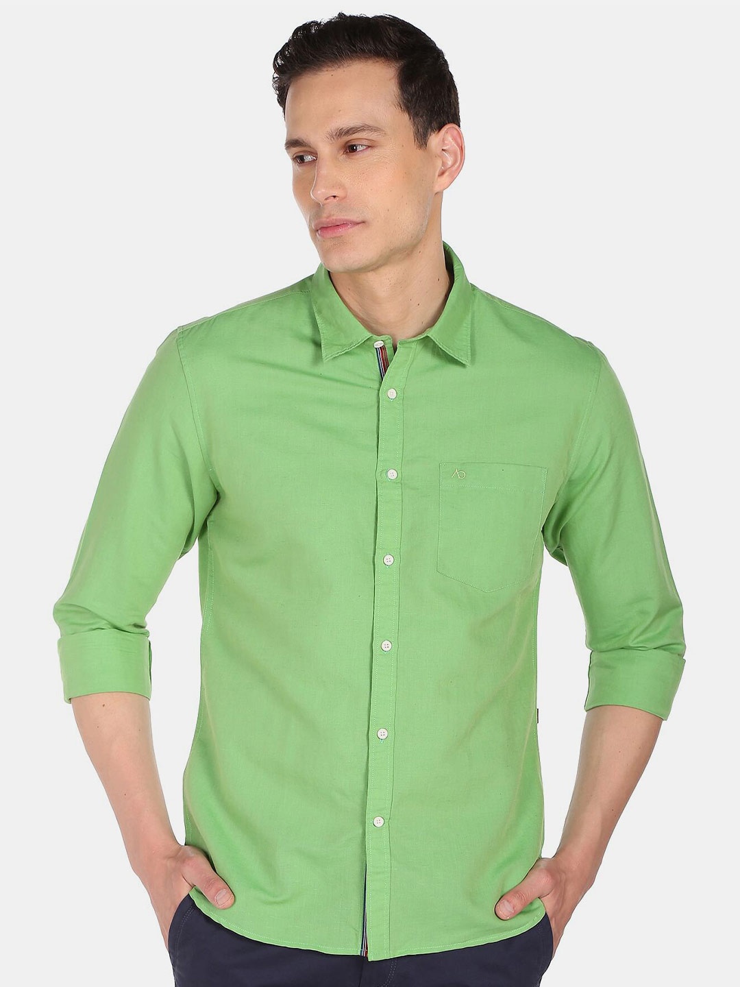 

AD By Arvind Men Green Slim Fit Casual Shirt