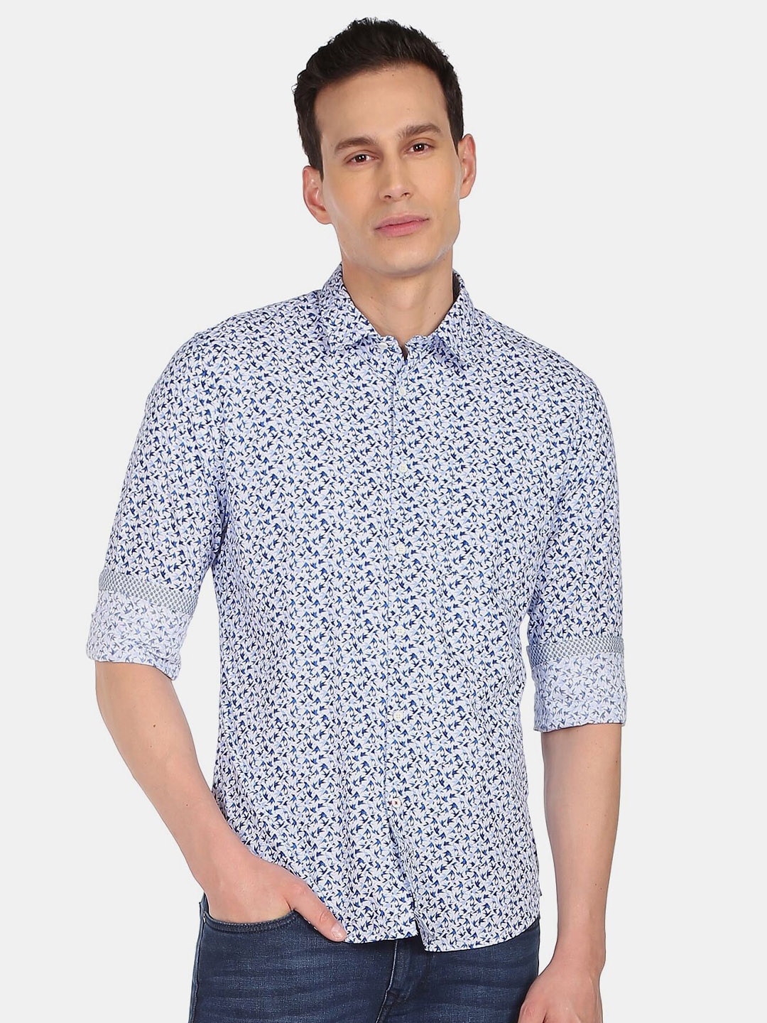 

AD By Arvind Men Multicoloured Slim Fit Printed Pure Cotton Casual Shirt, Multi