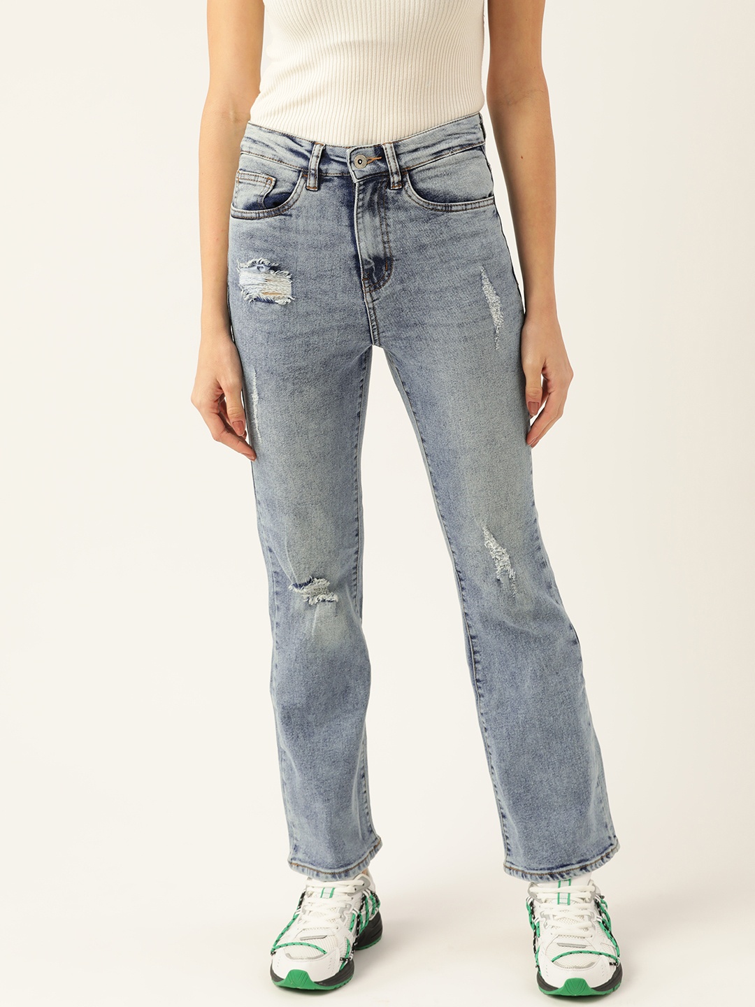 

Malachi Women Blue Bootilicious Bootcut High-Rise Mildly Distressed Light Fade Stretchable Jeans