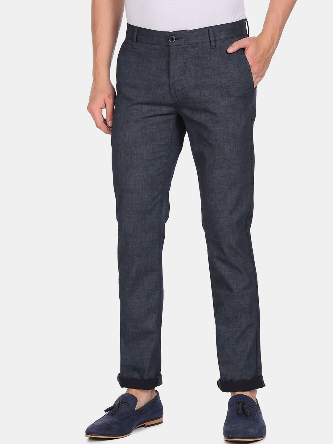 

Arrow Sport Men Blue Slim Fit Low-Rise Trousers
