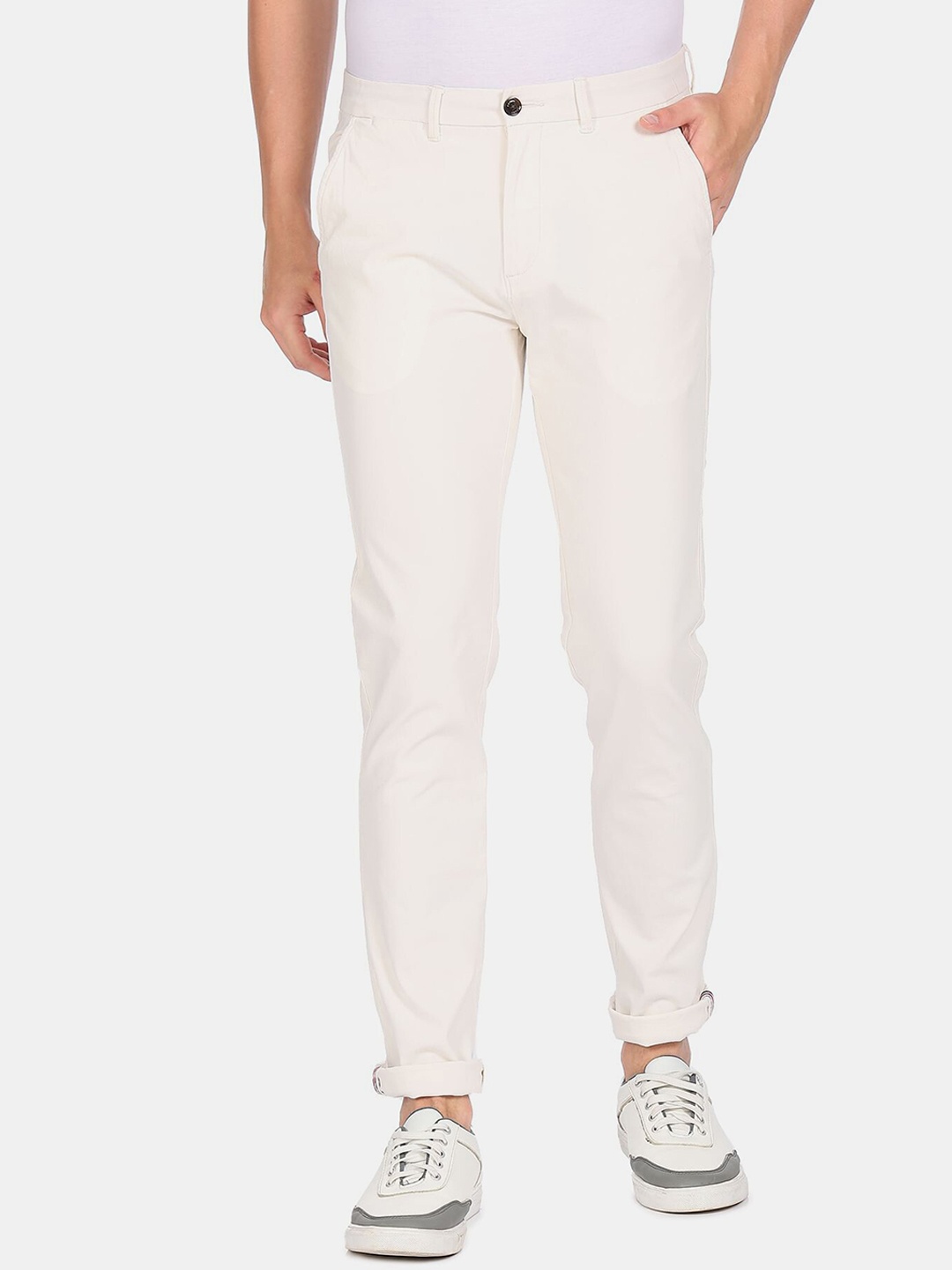 

Arrow Sport Men White Skinny Fit Low-Rise Casual Trousers