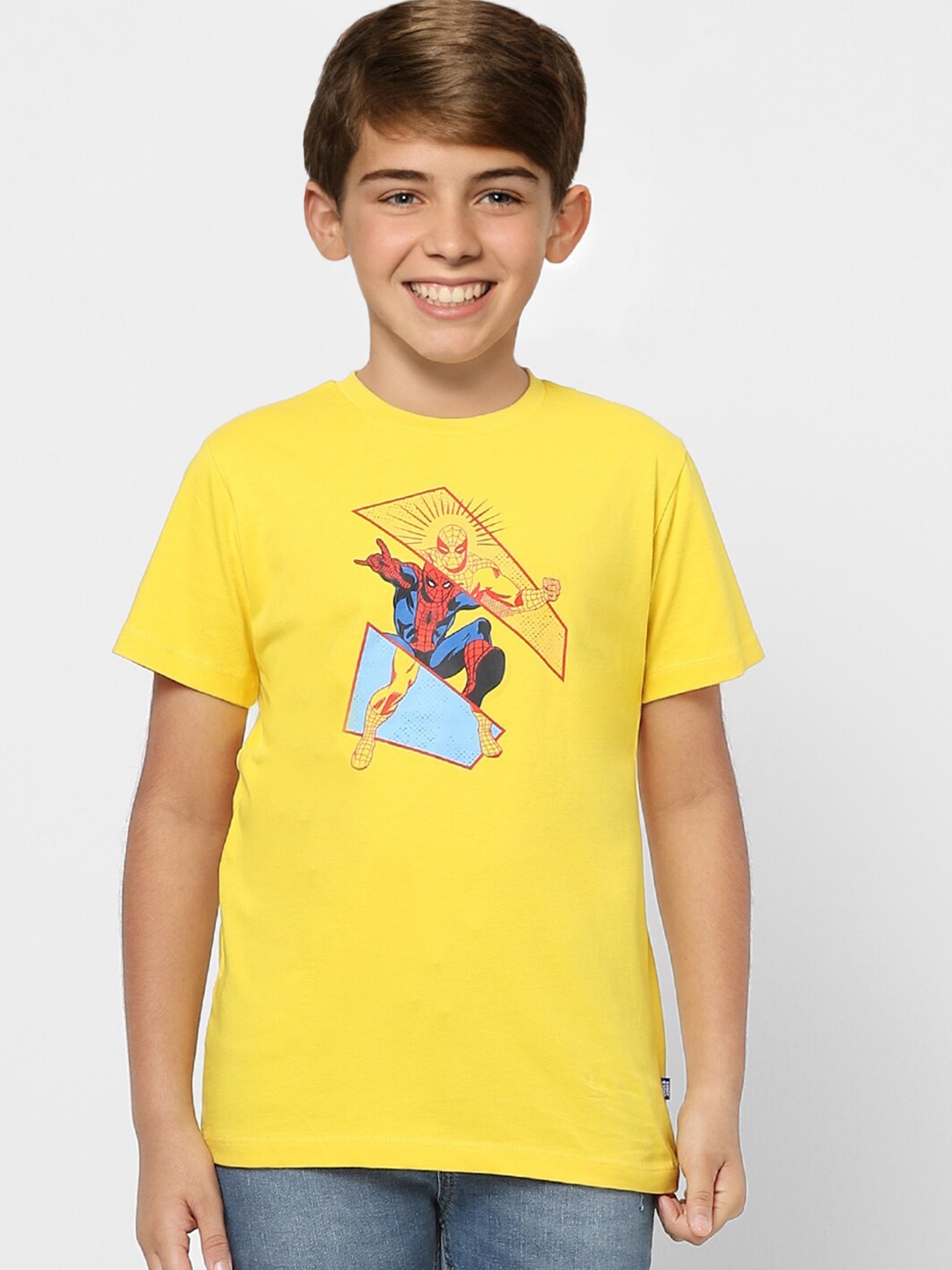 

Jack & Jones Junior Boys Yellow Spider-Man Printed T-shirt