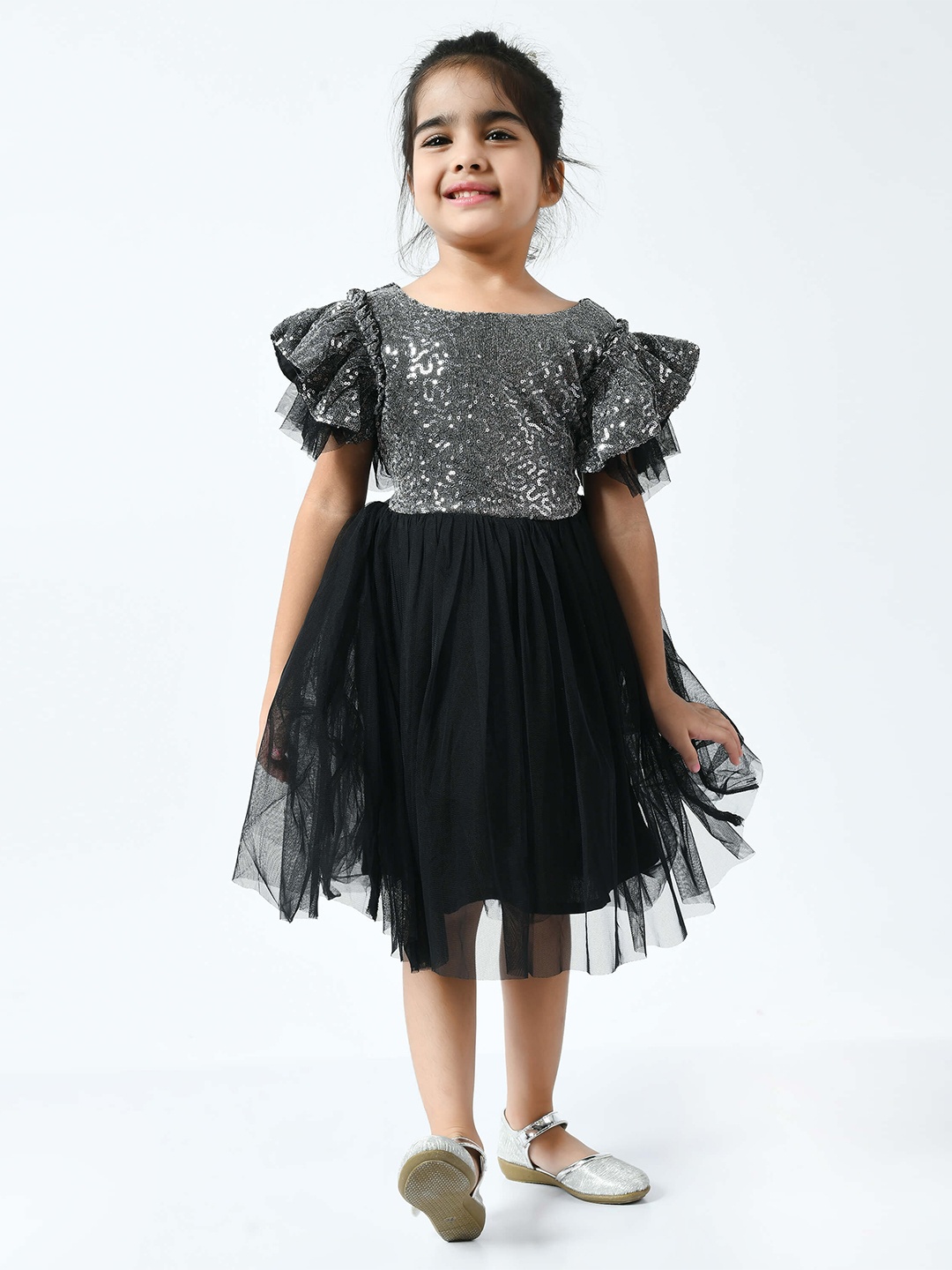 

Bella Moda Girls Black Embellished Fit and Flare Dress