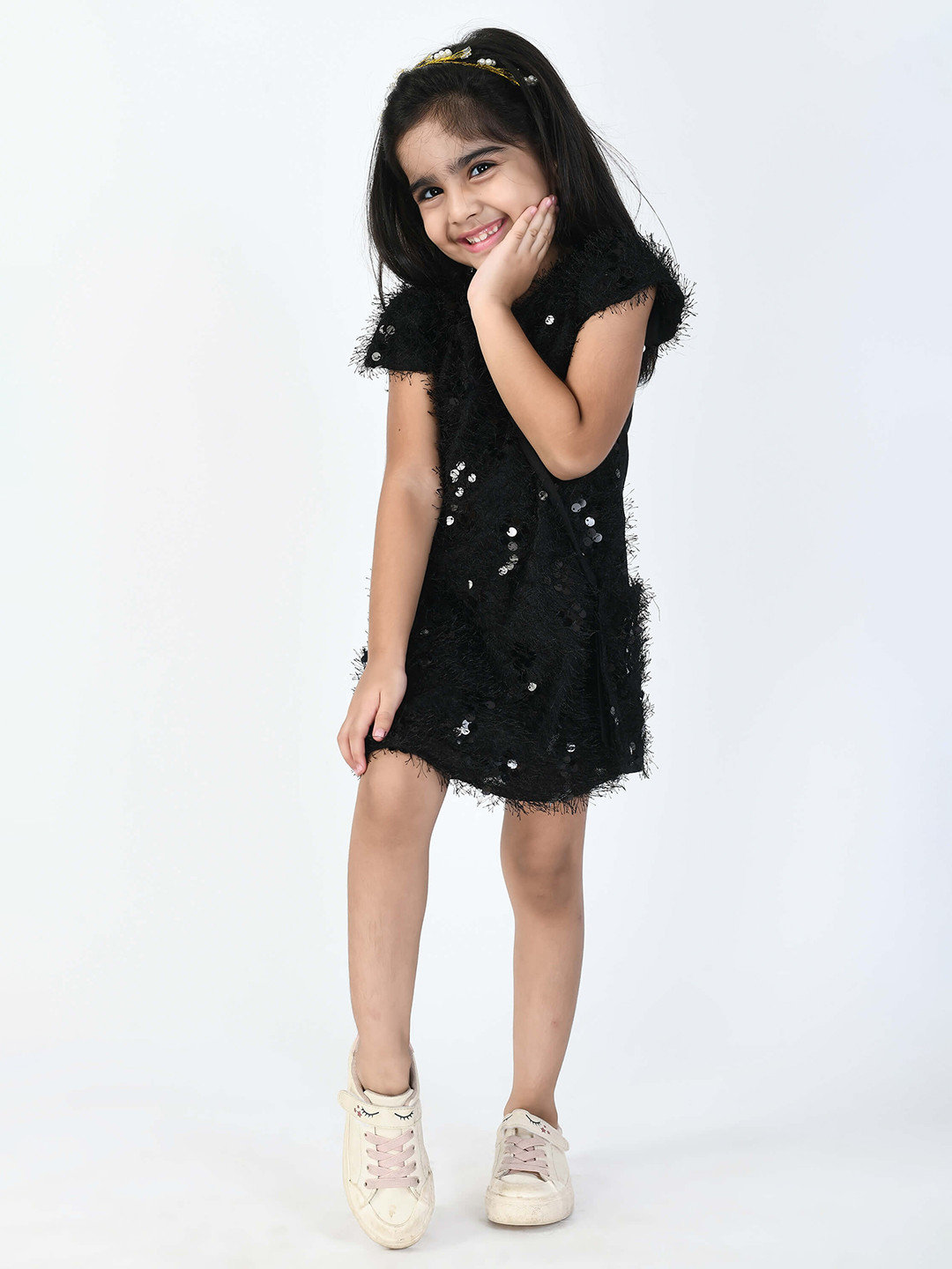 

Bella Moda Girls Black Embellished A-Line Dress