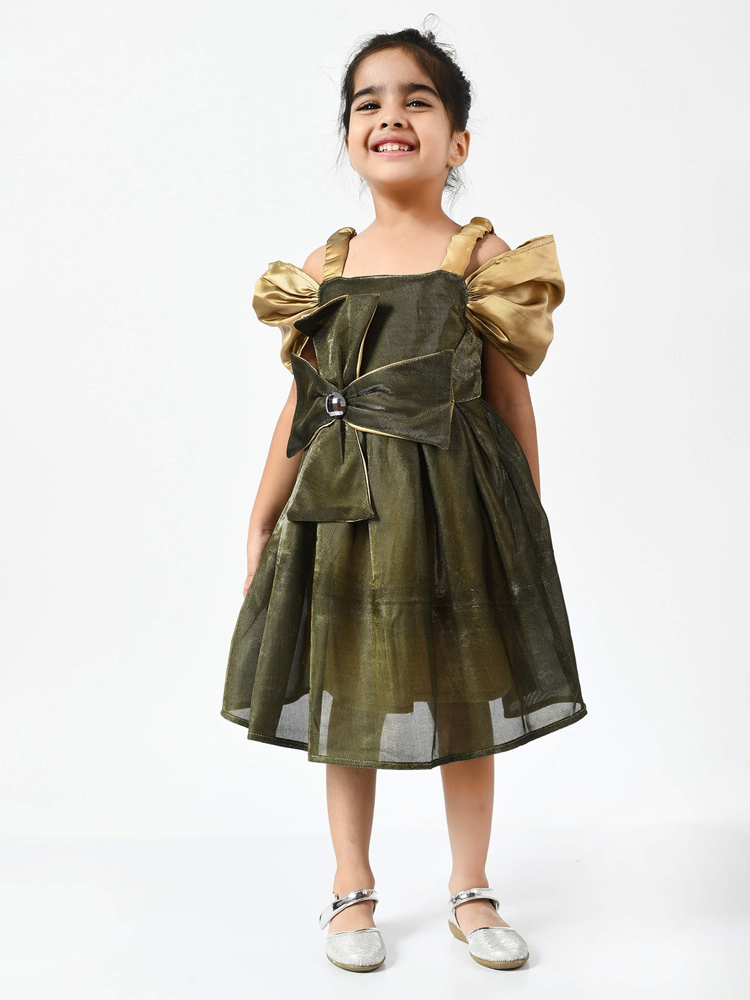 

Bella Moda Girls Olive Green Fit and Flare Dress
