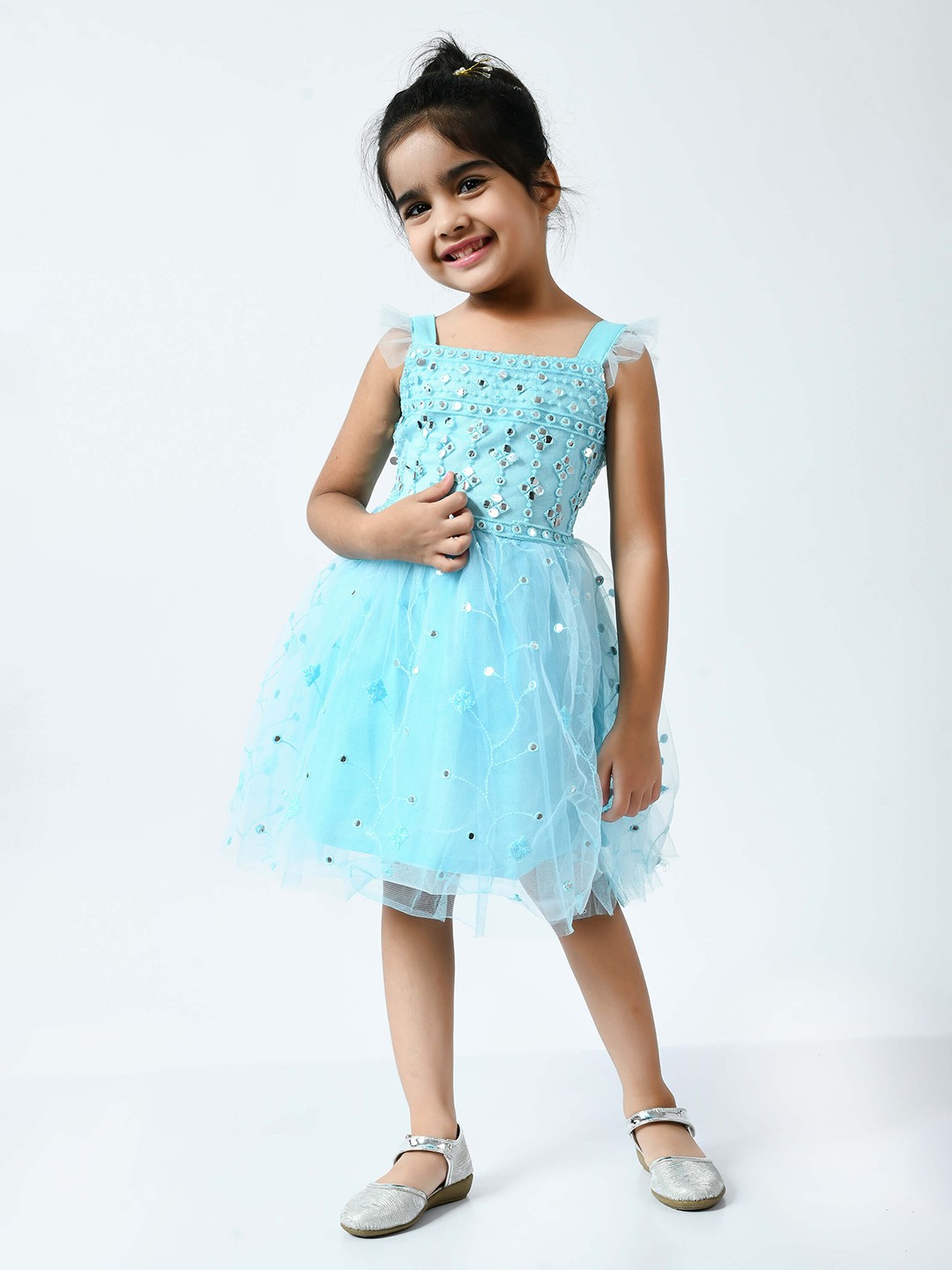 

Bella Moda Blue Embellished Fit Flare Dress