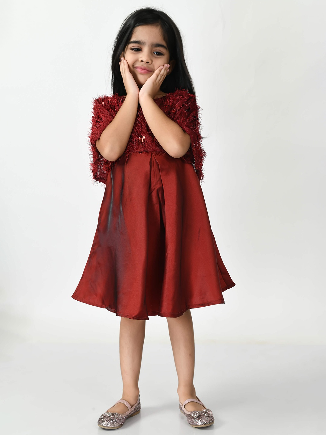 

Bella Moda Maroon Embellished Dress