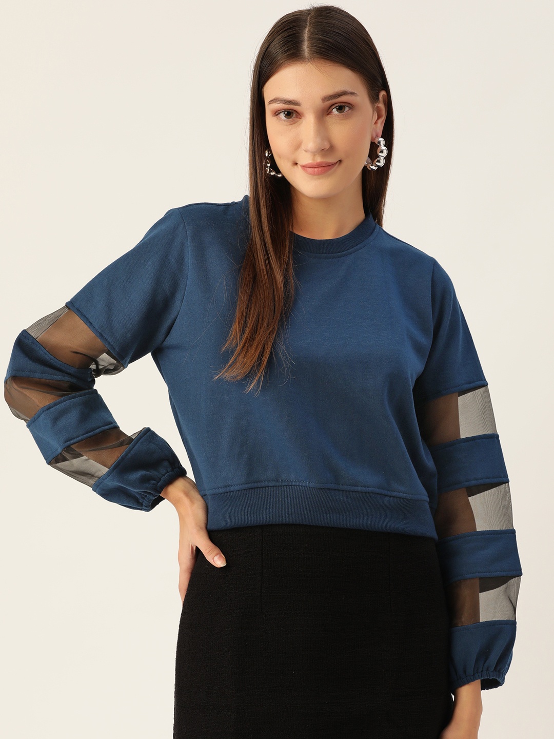 

Antheaa Women Navy Blue Sweatshirt