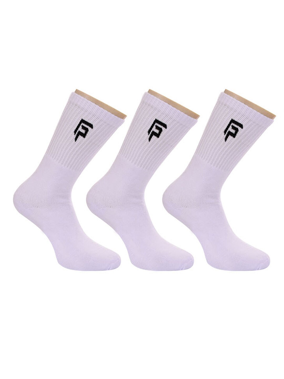 

FOOTPRINT Men 3 Pairs Anti Odour Organic Cotton Calf-Length Solid Bamboo Sports Terry Socks, White