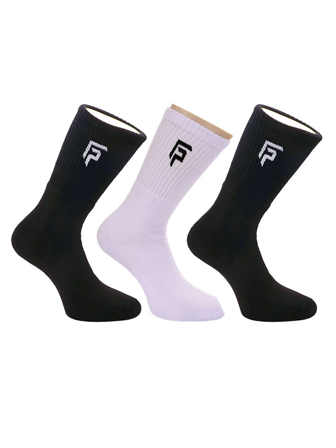 

FOOTPRINT Men 3 Pairs Anti Odour Organic Cotton Calf-Length Solid Bamboo Sports Terry Socks, White