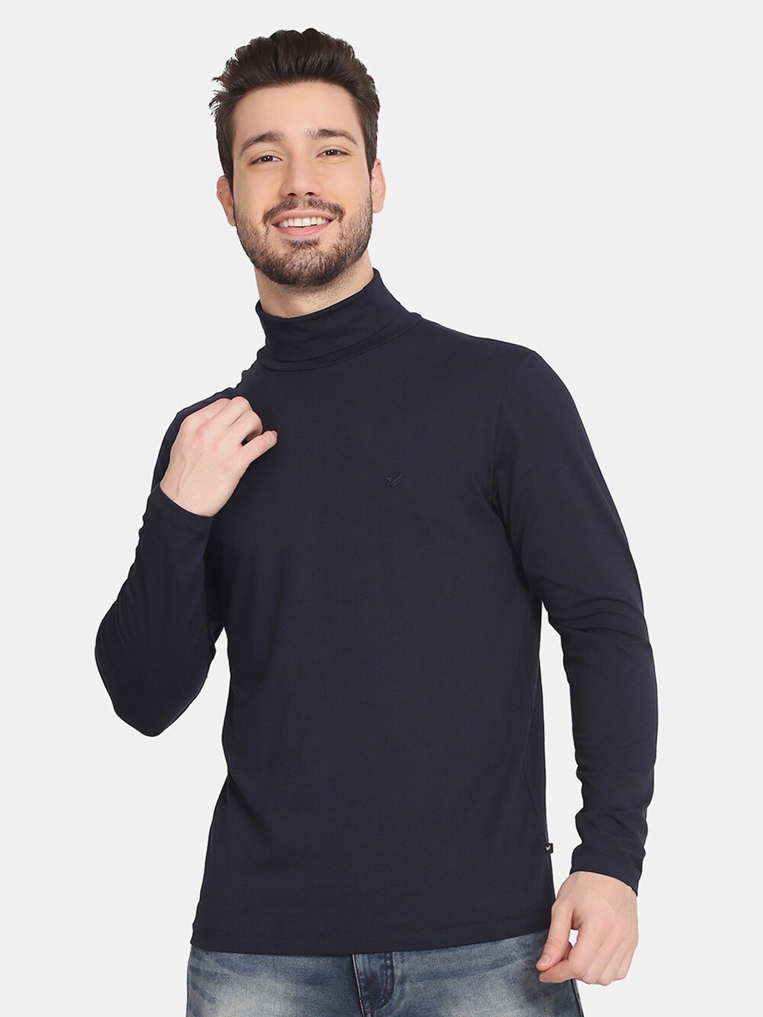 

Blackberrys Men Navy Blue High Neck Slim Fit T-shirt
