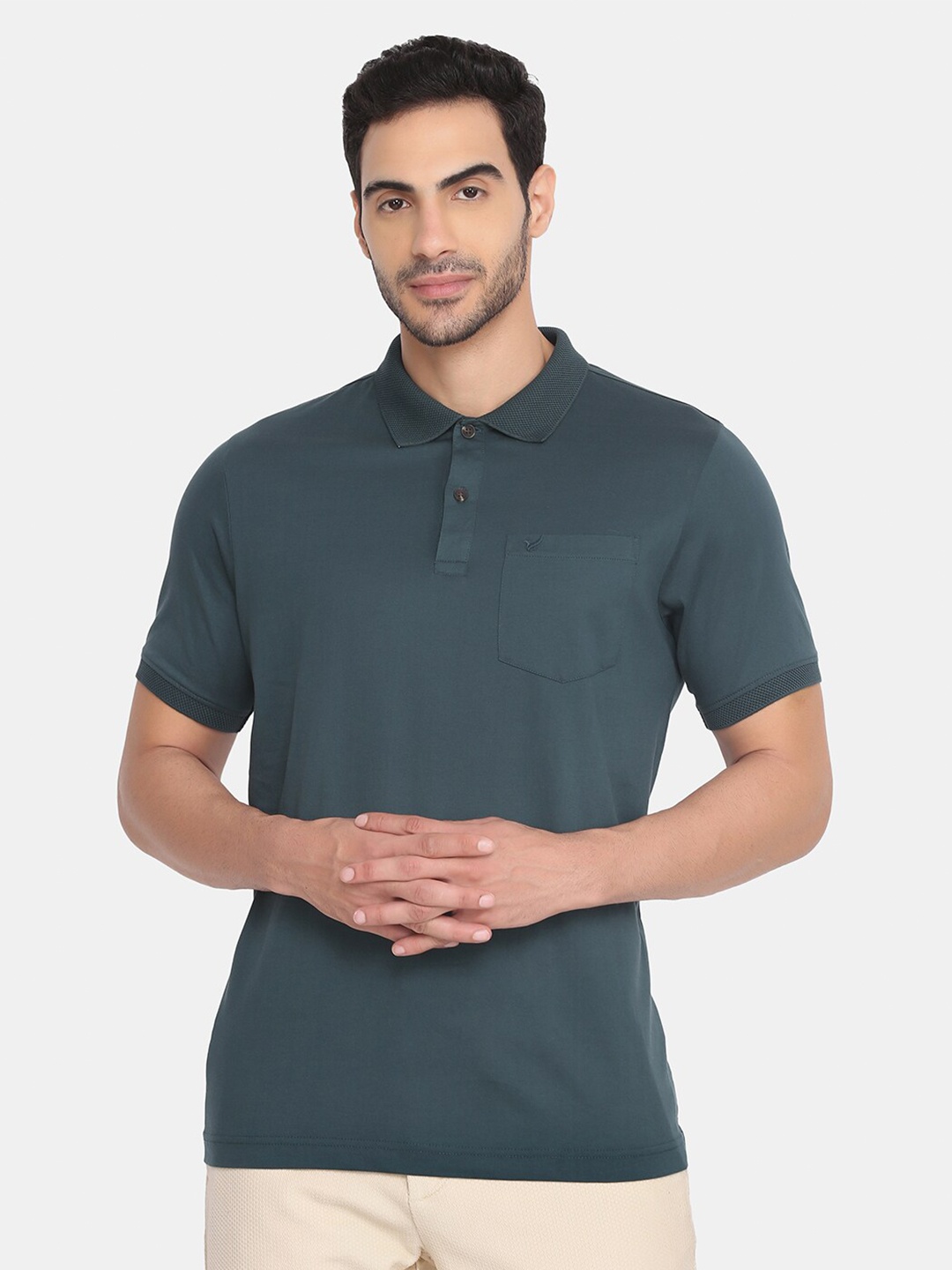 

Blackberrys Men Green Polo Collar Slim Fit T-shirt