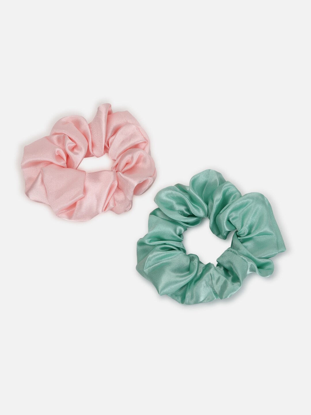 

FOREVER 21 Women Set of 2 Peach-Coloured & Sea Green Ponytail Holders