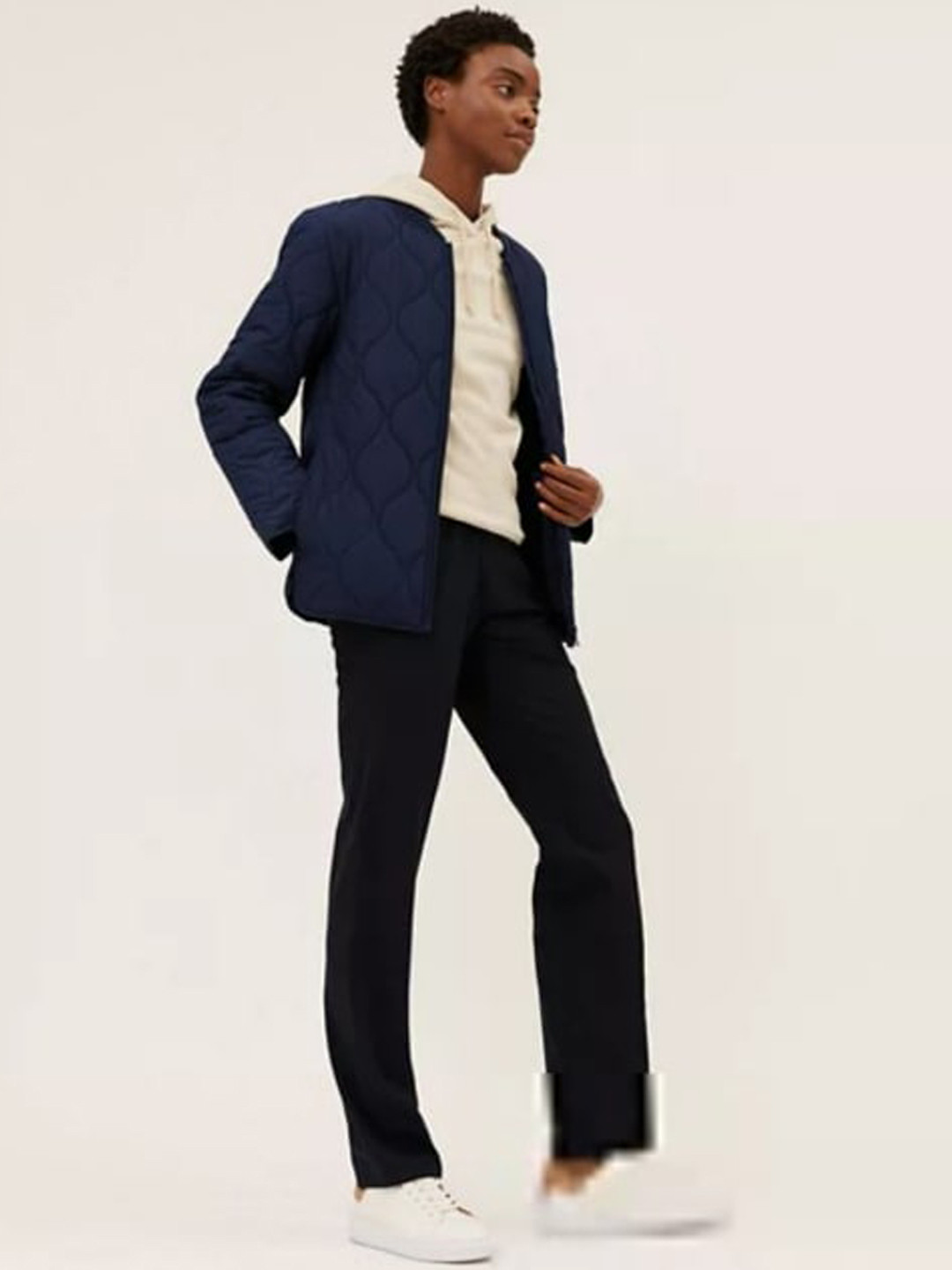 

Marks & Spencer Women Navy Blue Solid Lightweight Quilted Jacket