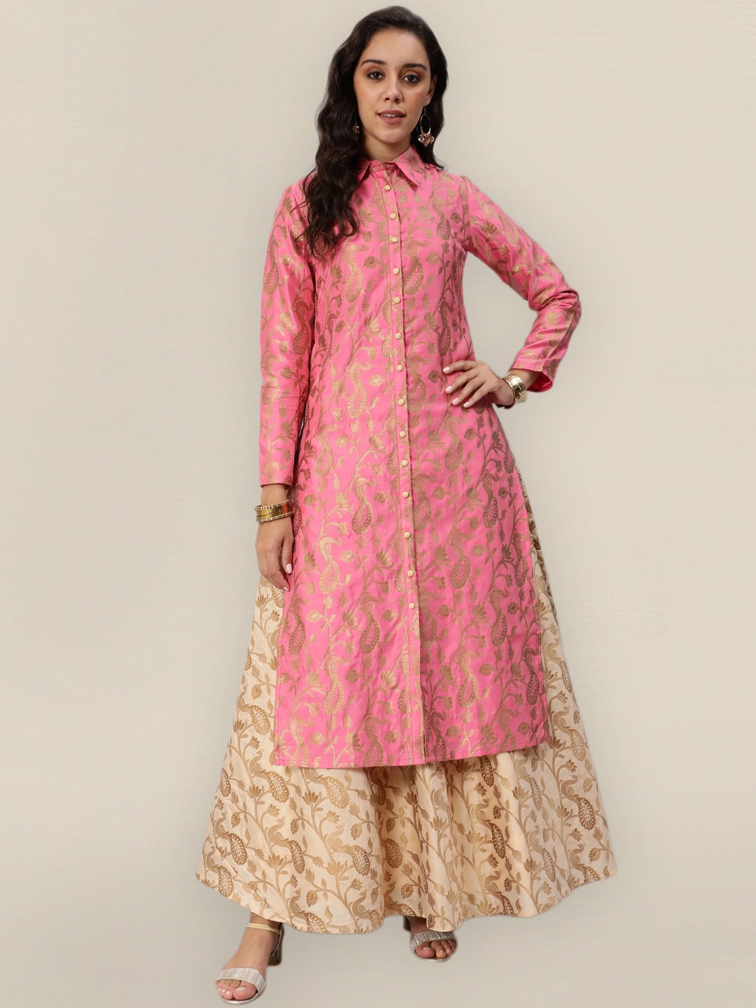 

Sangria Women Pink Floral Pathani Kurta