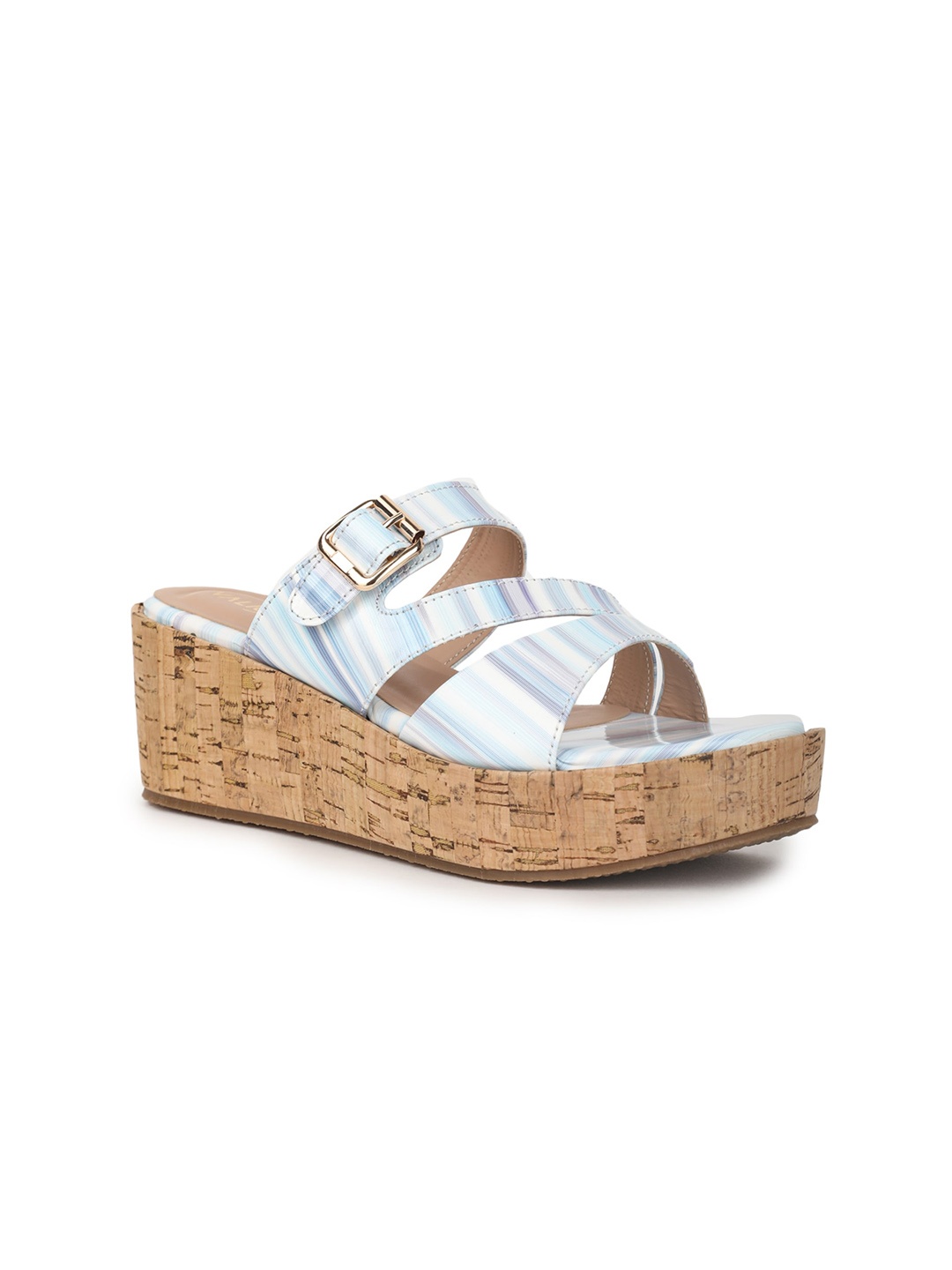 

VALIOSAA Women Blue Printed Wedge Sandals