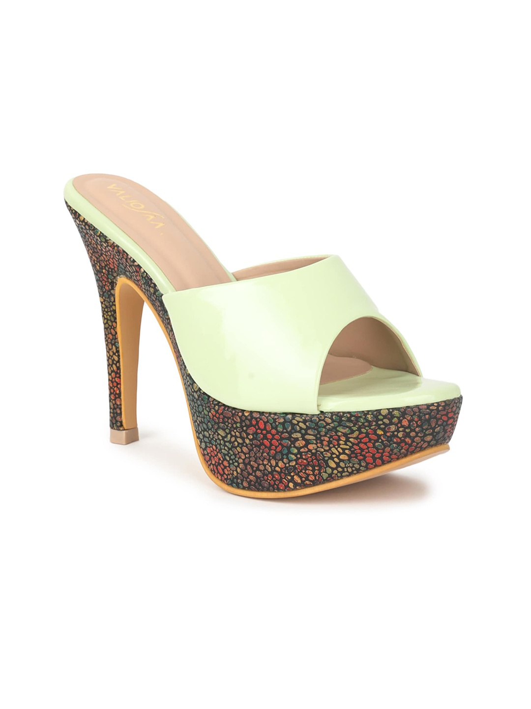 

VALIOSAA Women Green Solid Stiletto Heels