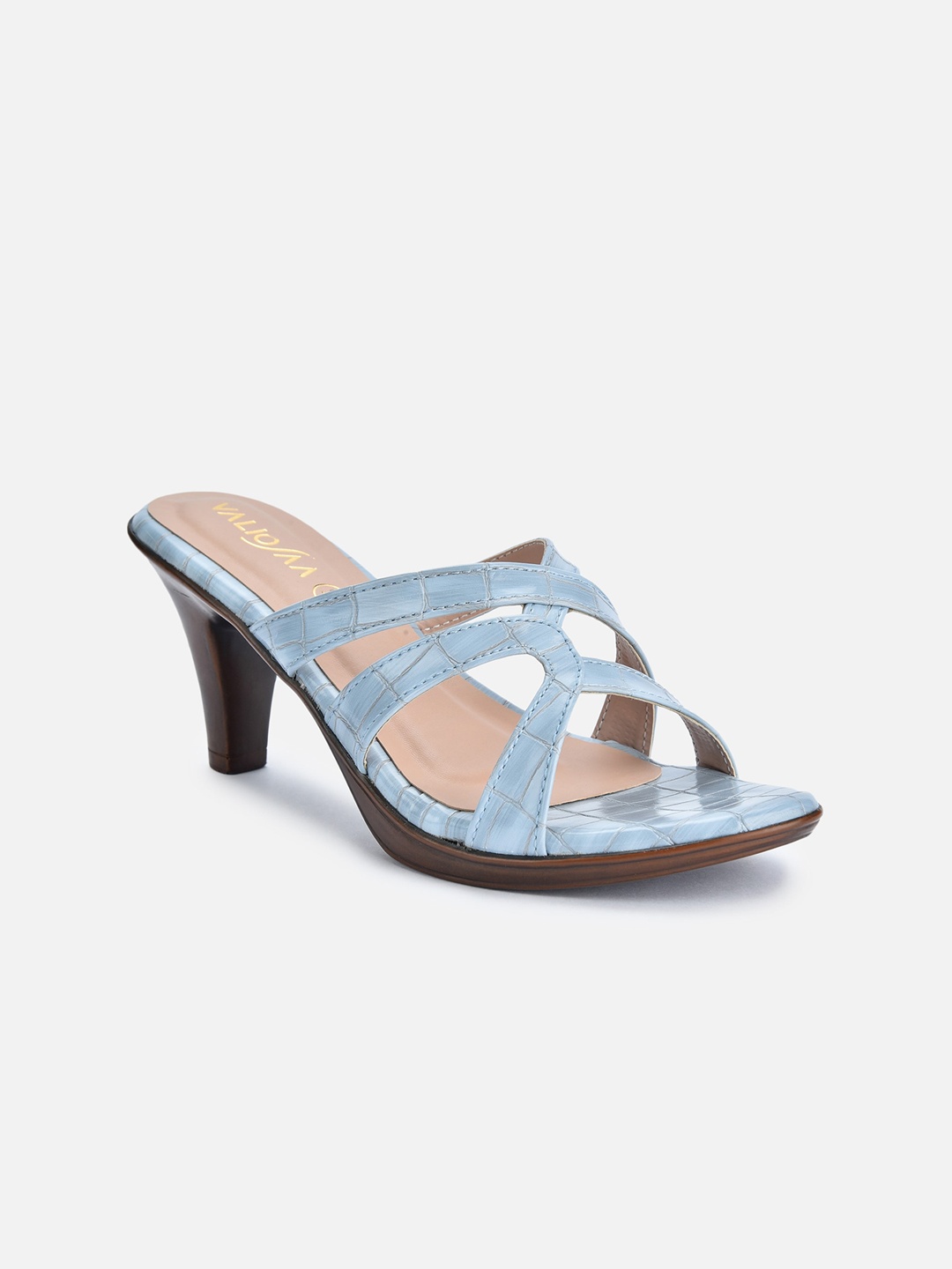 

VALIOSAA Women Blue Textured Kitten Heels