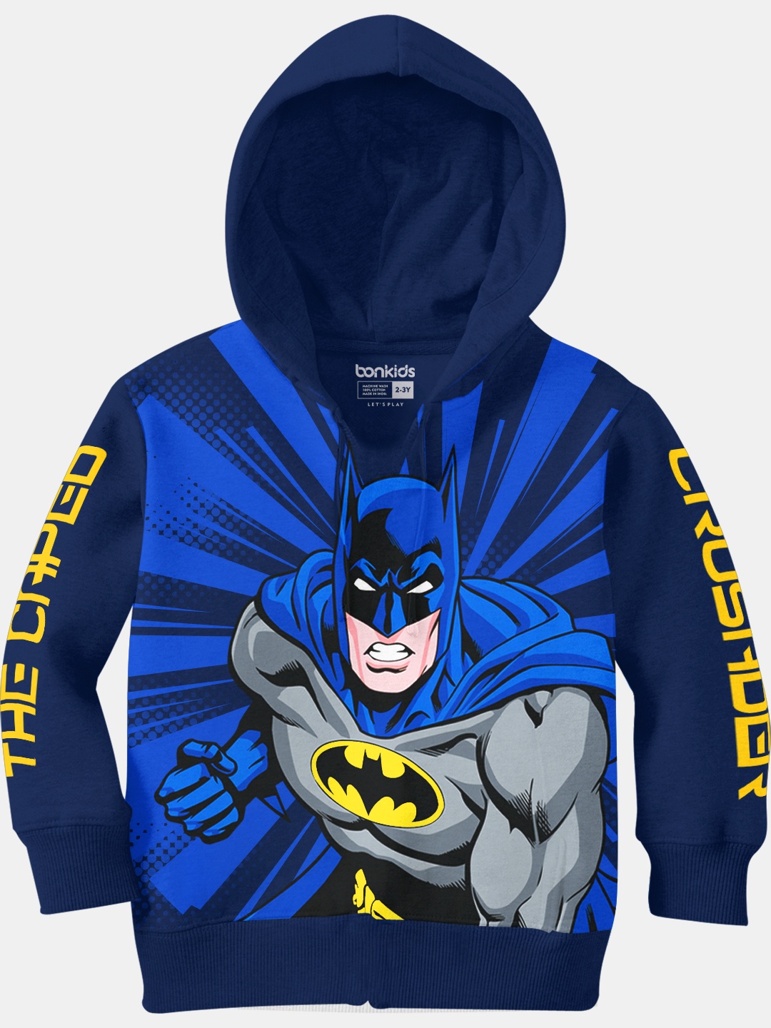 

BONKIDS Boys Navy Blue Printed Hooded Sweatshirt