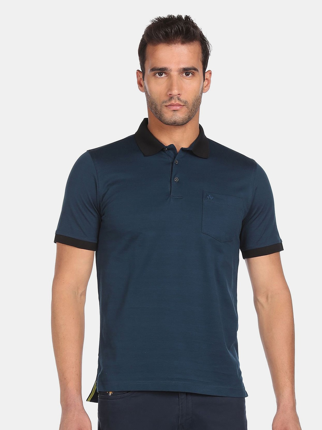 

Arrow Men Blue Polo Collar T-shirt