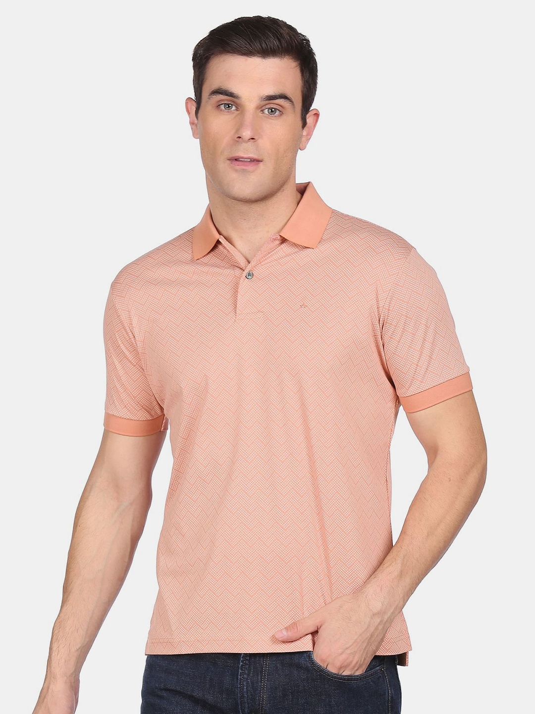 

Arrow Men Pink Polo Collar Pure Cotton T-shirt