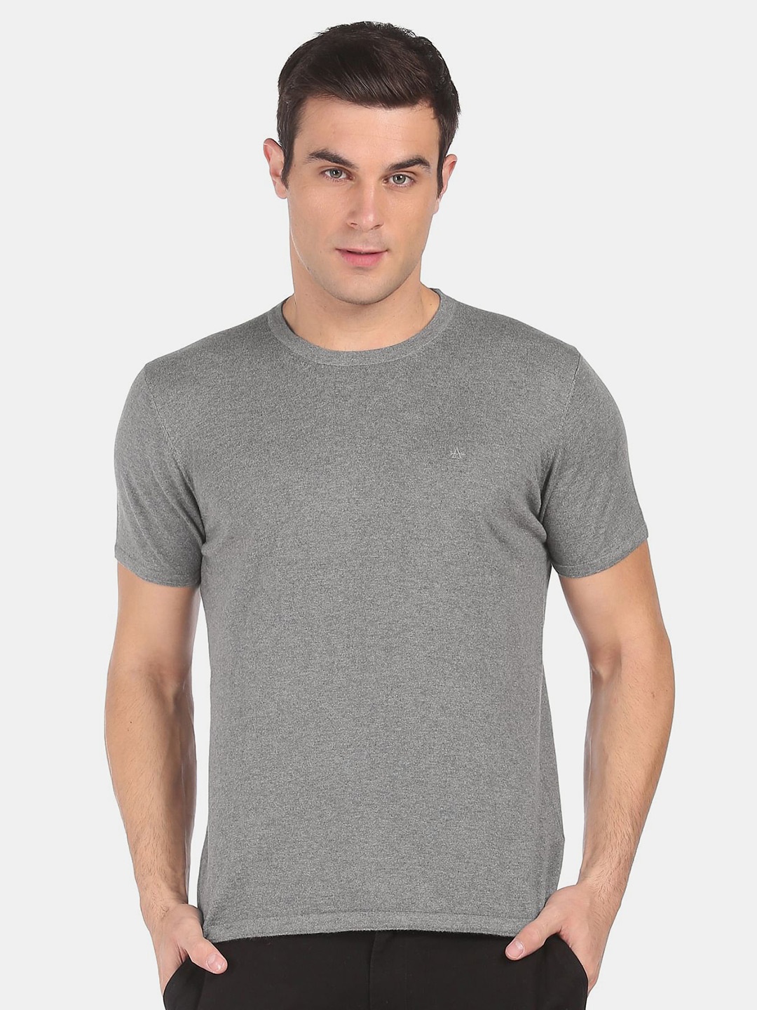 

Arrow Men Grey Solid T-shirt