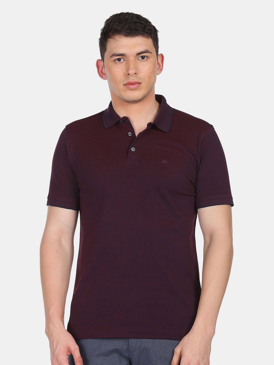 

Arrow Sport Men Cotton Burgundy Polo Collar T-shirt